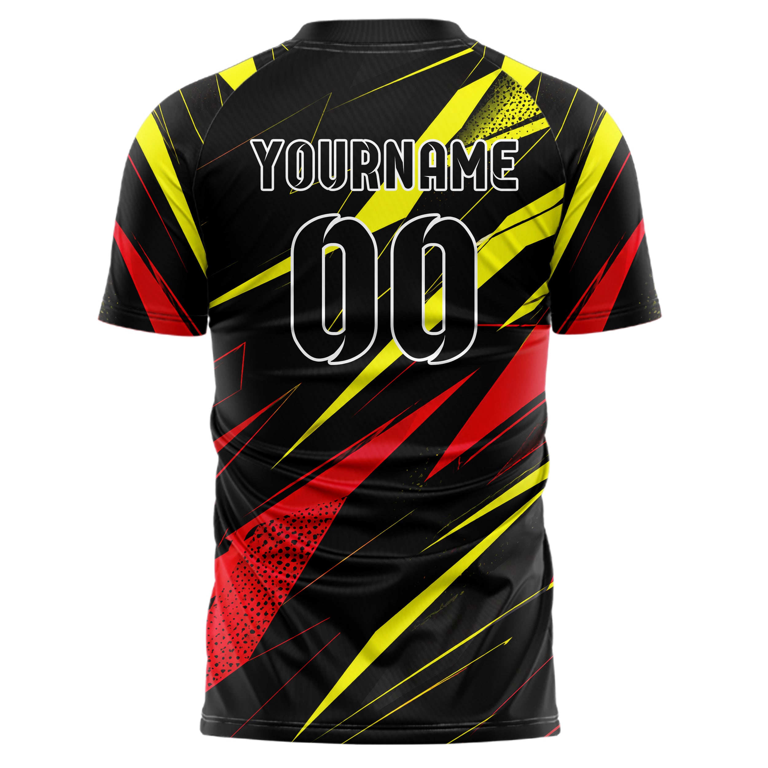 Schwarz lebendiges abstrakte Linien Polygon Shards Design 12-0410 individuelles Fußballtrikot back