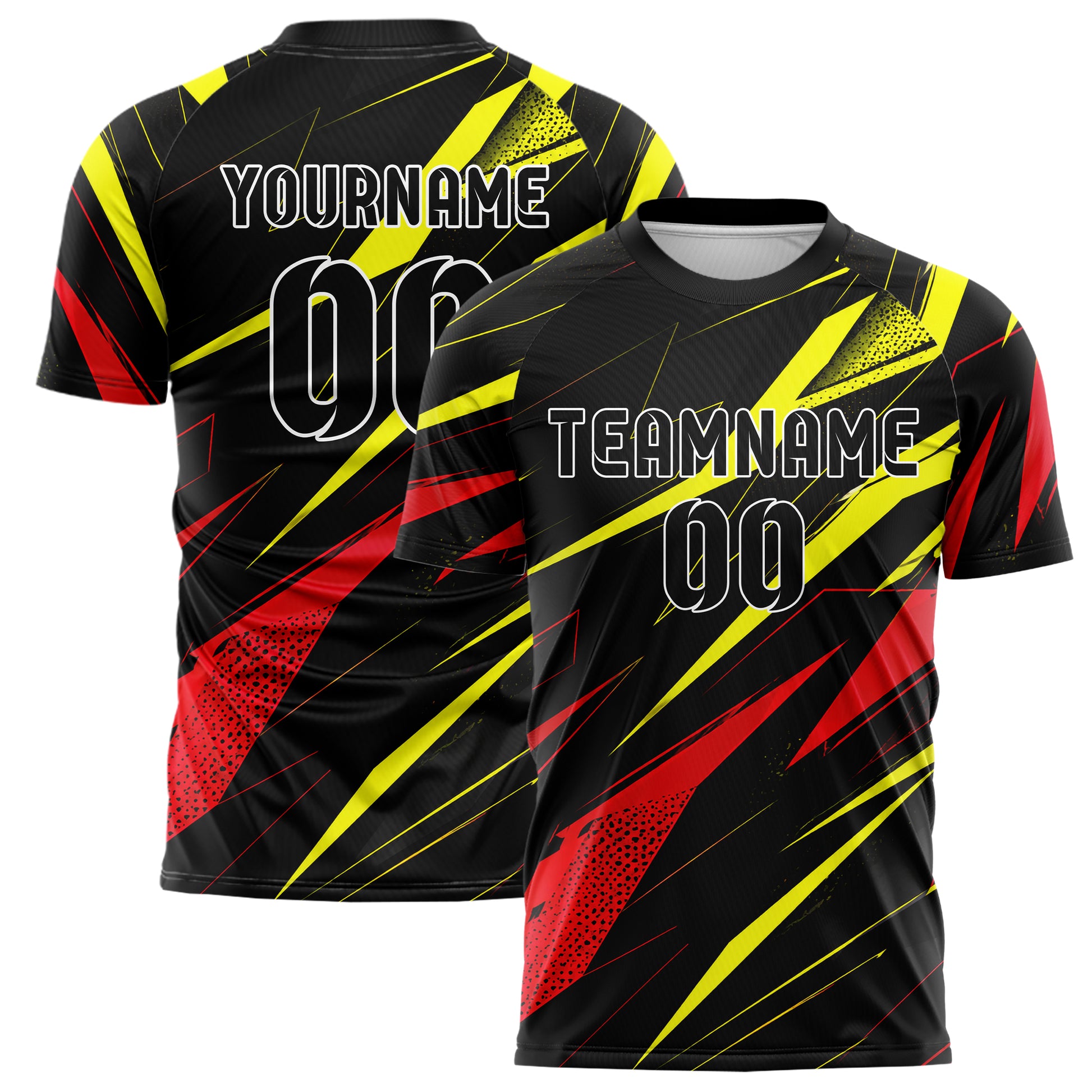Schwarz lebendiges abstrakte Linien Polygon Shards Design 12-0410 individuelles Fußballtrikot main