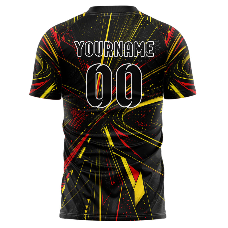 Schwarz lebendiges abstrakte Linien Speckles Line Accents Design 12-0248 individuelles Fußballtrikot back
