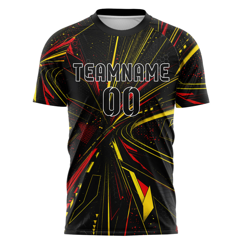Schwarz lebendiges abstrakte Linien Speckles Line Accents Design 12-0248 individuelles Fußballtrikot front