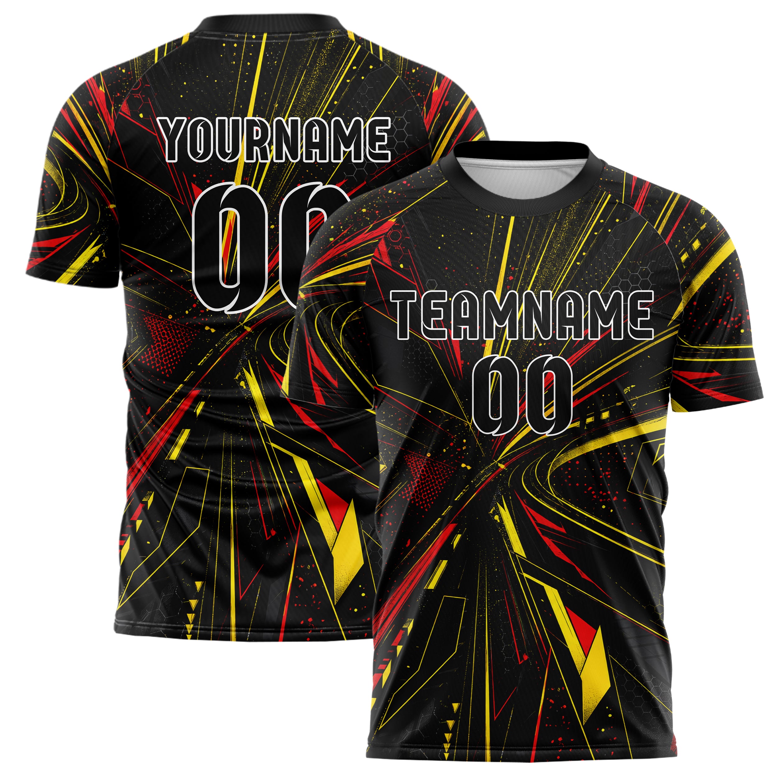 Schwarz lebendiges abstrakte Linien Speckles Line Accents Design 12-0248 individuelles Fußballtrikot main