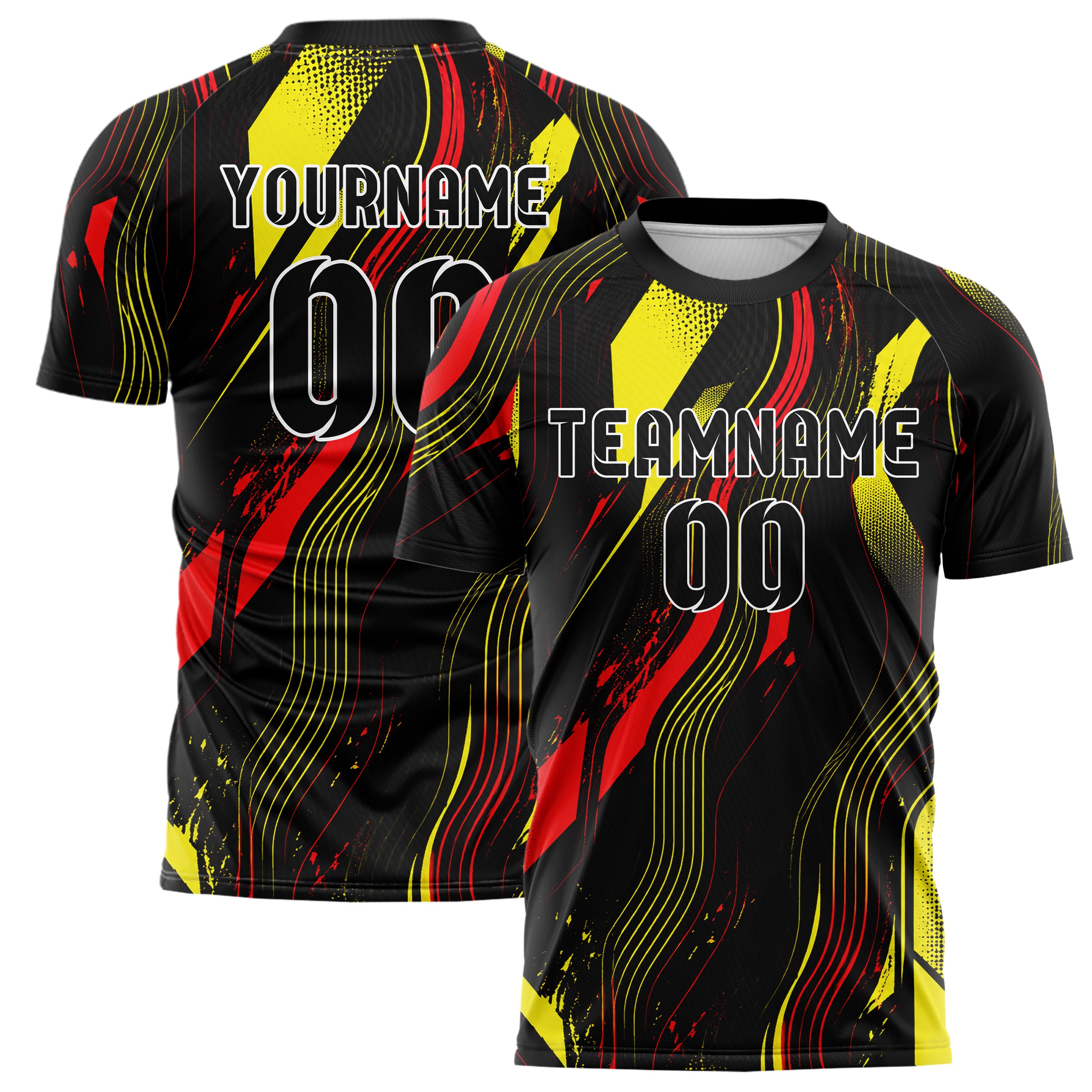 Schwarz lebendiges abstrakte Linien wavy Parallel Curves Design 12-0206 individuelles Fußballtrikot main