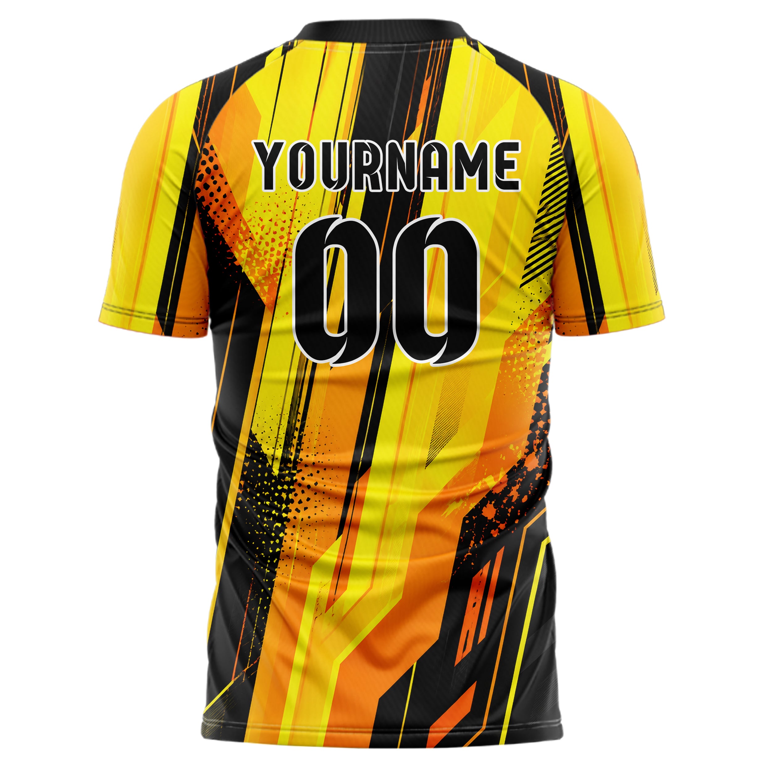 Gelb lebendiges abstrakte Linien asymmetrische Vector Panels Design 12-0057 individuelles Fußballtrikot back