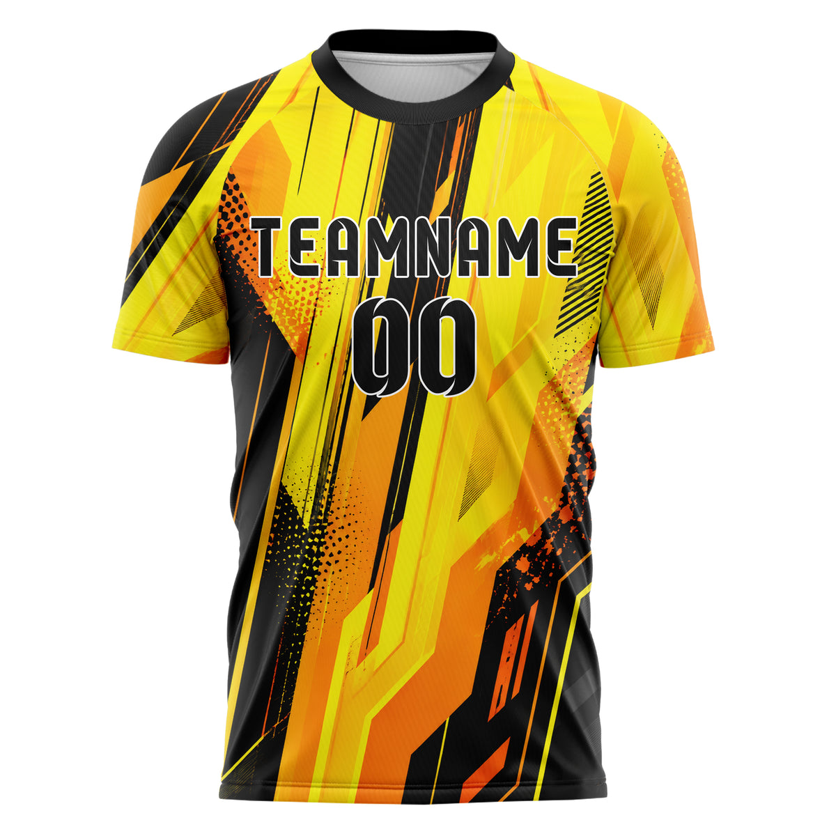 Gelb lebendiges abstrakte Linien asymmetrische Vector Panels Design 12-0057 individuelles Fußballtrikot front