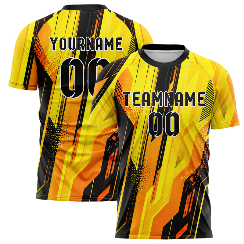 Gelb lebendiges abstrakte Linien asymmetrische Vector Panels Design 12-0057 individuelles Fußballtrikot main