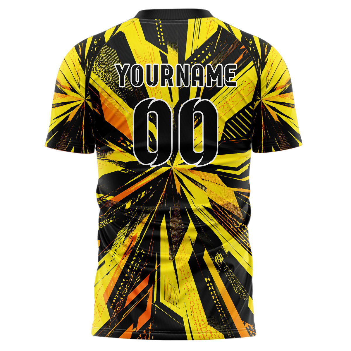 Gelb lebendiges abstrakte Linien asymmetrische Vector Panels Design 12-0081 individuelles Fußballtrikot back
