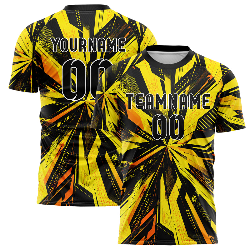 Gelb lebendiges abstrakte Linien asymmetrische Vector Panels Design 12-0081 individuelles Fußballtrikot main