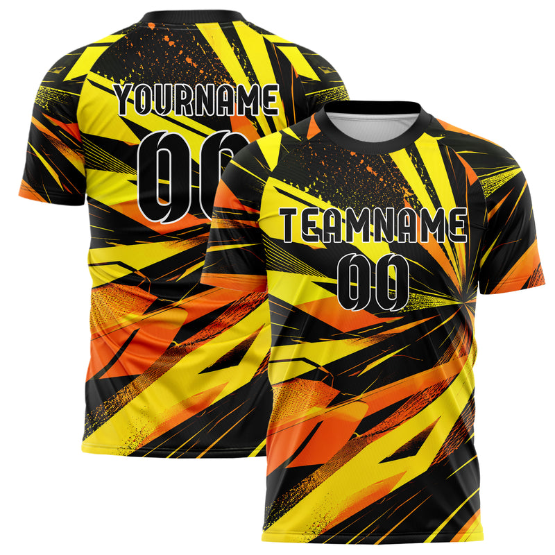 Gelb lebendiges abstrakte Linien diagonale Streamlines Design 12-0099 individuelles Fußballtrikot main