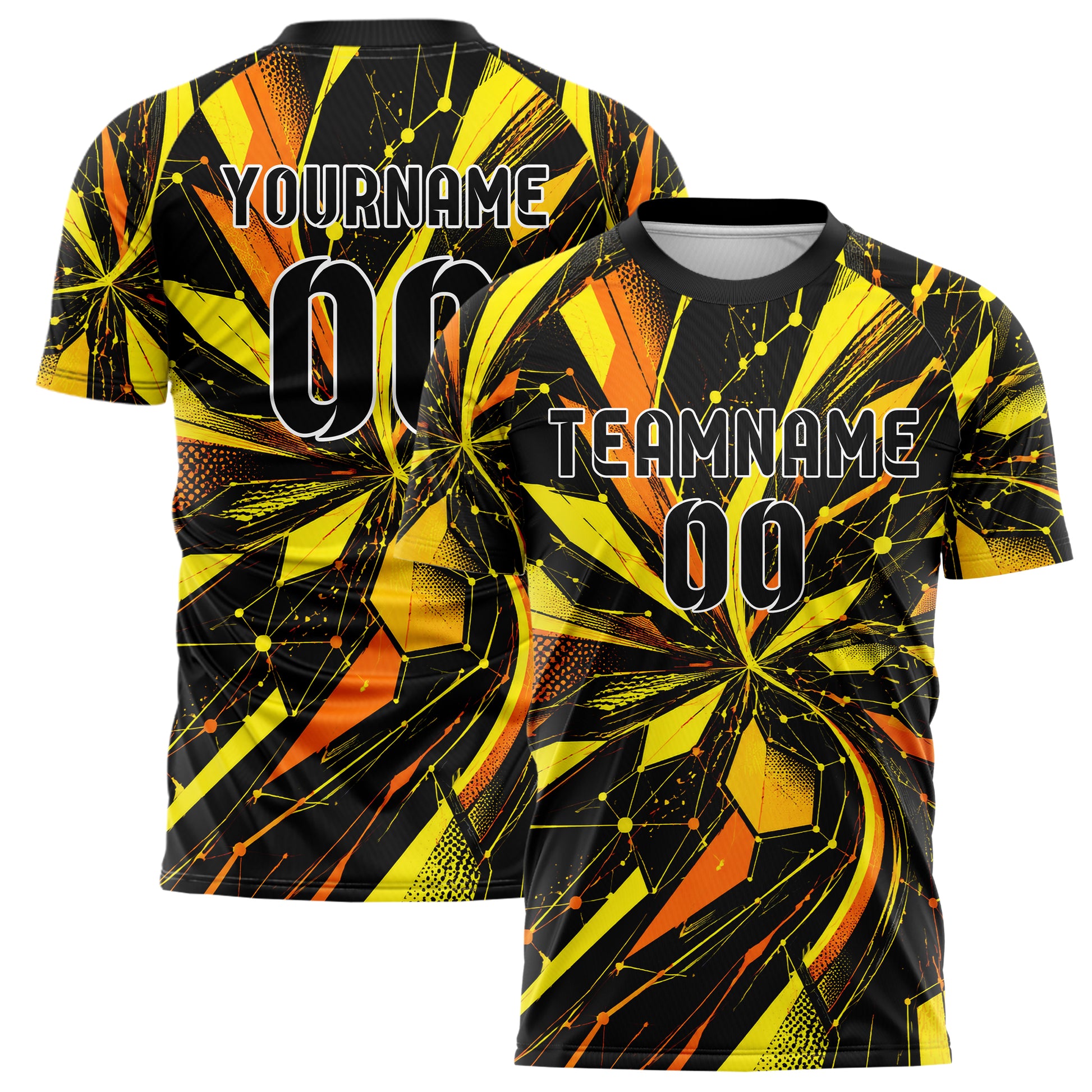 Gelb lebendiges abstrakte Linien Network Web Design 12-0183 individuelles Fußballtrikot main