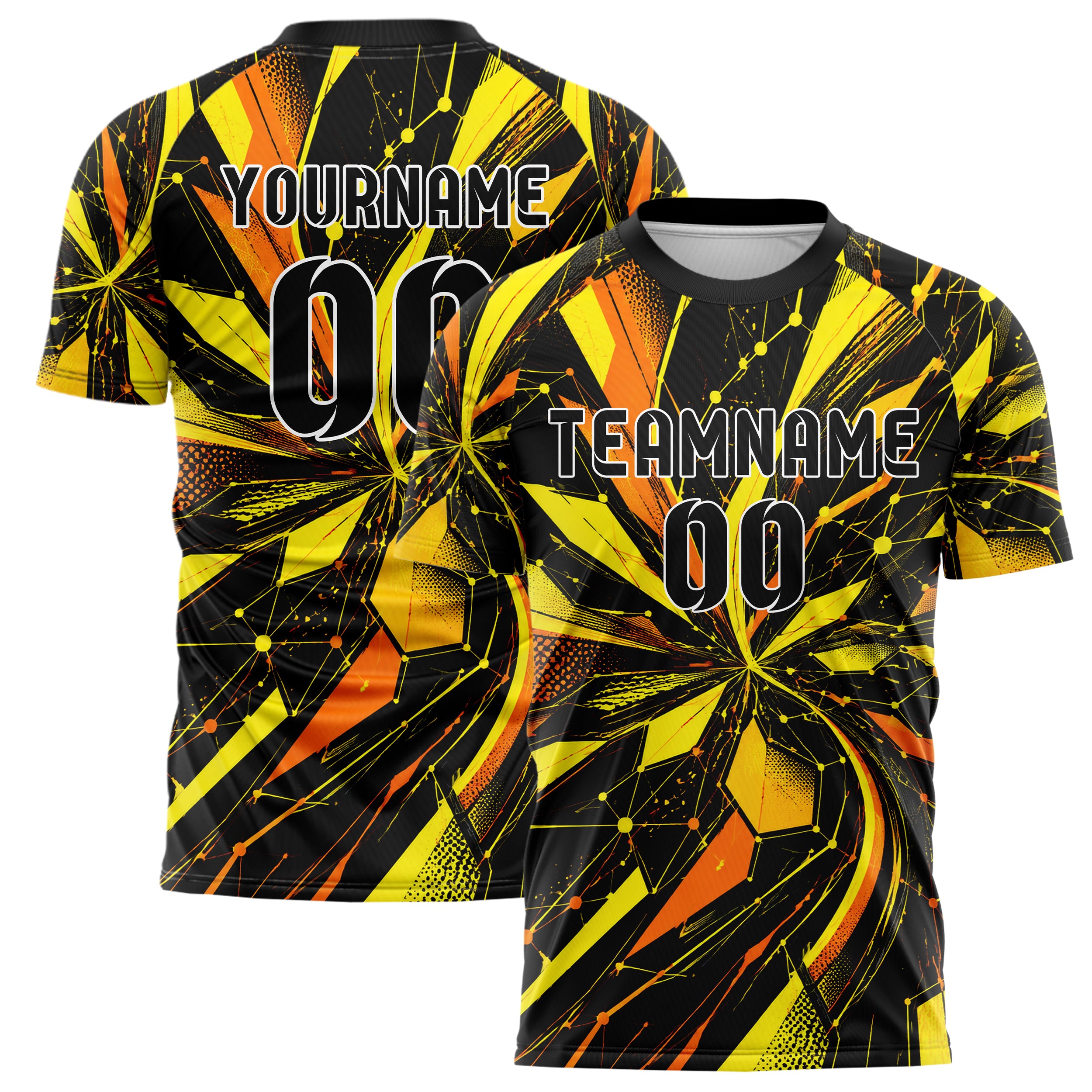 Gelb lebendiges abstrakte Linien Network Web Design 12-0183 individuelles Fußballtrikot main