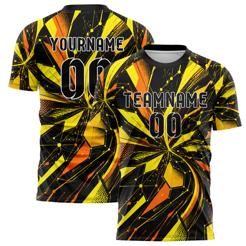 Gelb lebendiges abstrakte Linien Network Web Design 12-0183 individuelles Fußballtrikot main