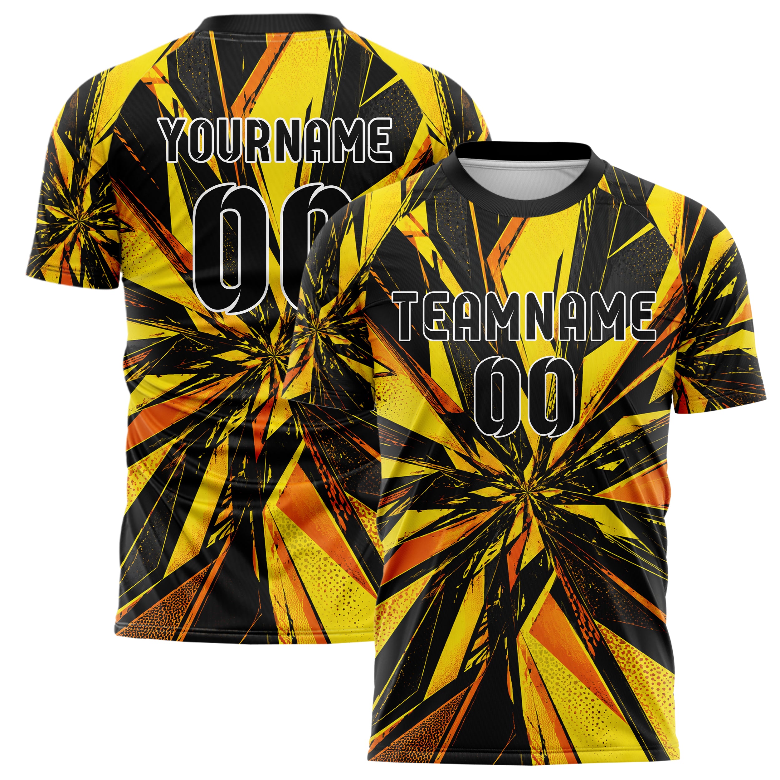 Gelb lebendiges abstrakte Linien Polygon Shards Design 12-0138 individuelles Fußballtrikot main