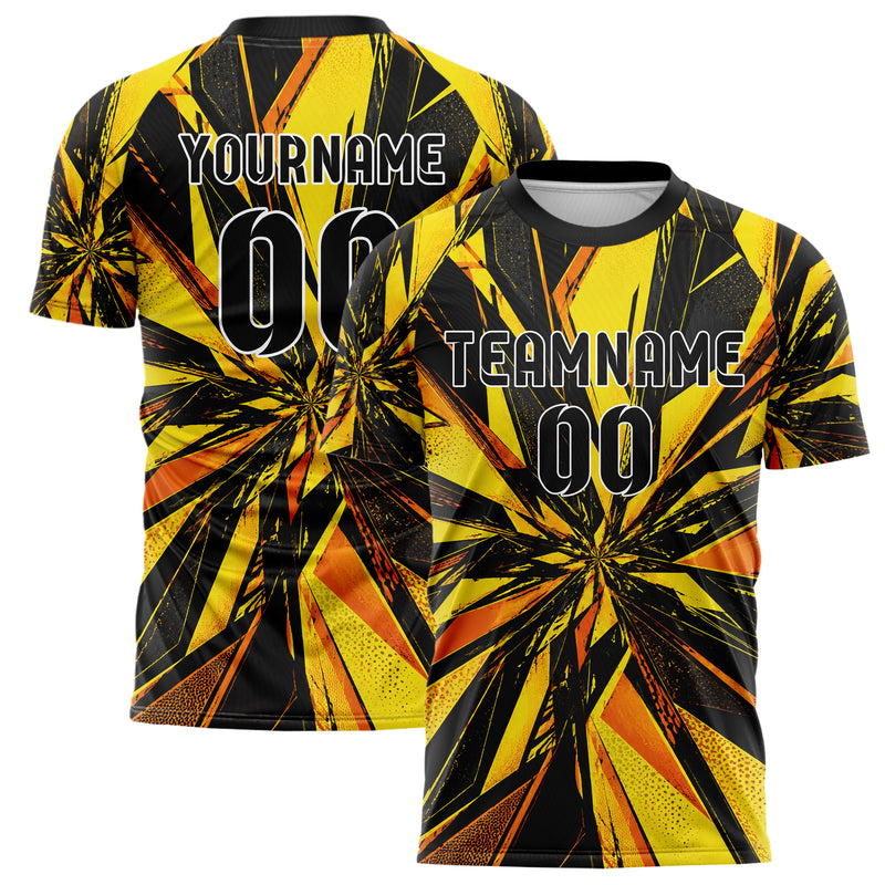 Gelb lebendiges abstrakte Linien Polygon Shards Design 12-0138 individuelles Fußballtrikot main