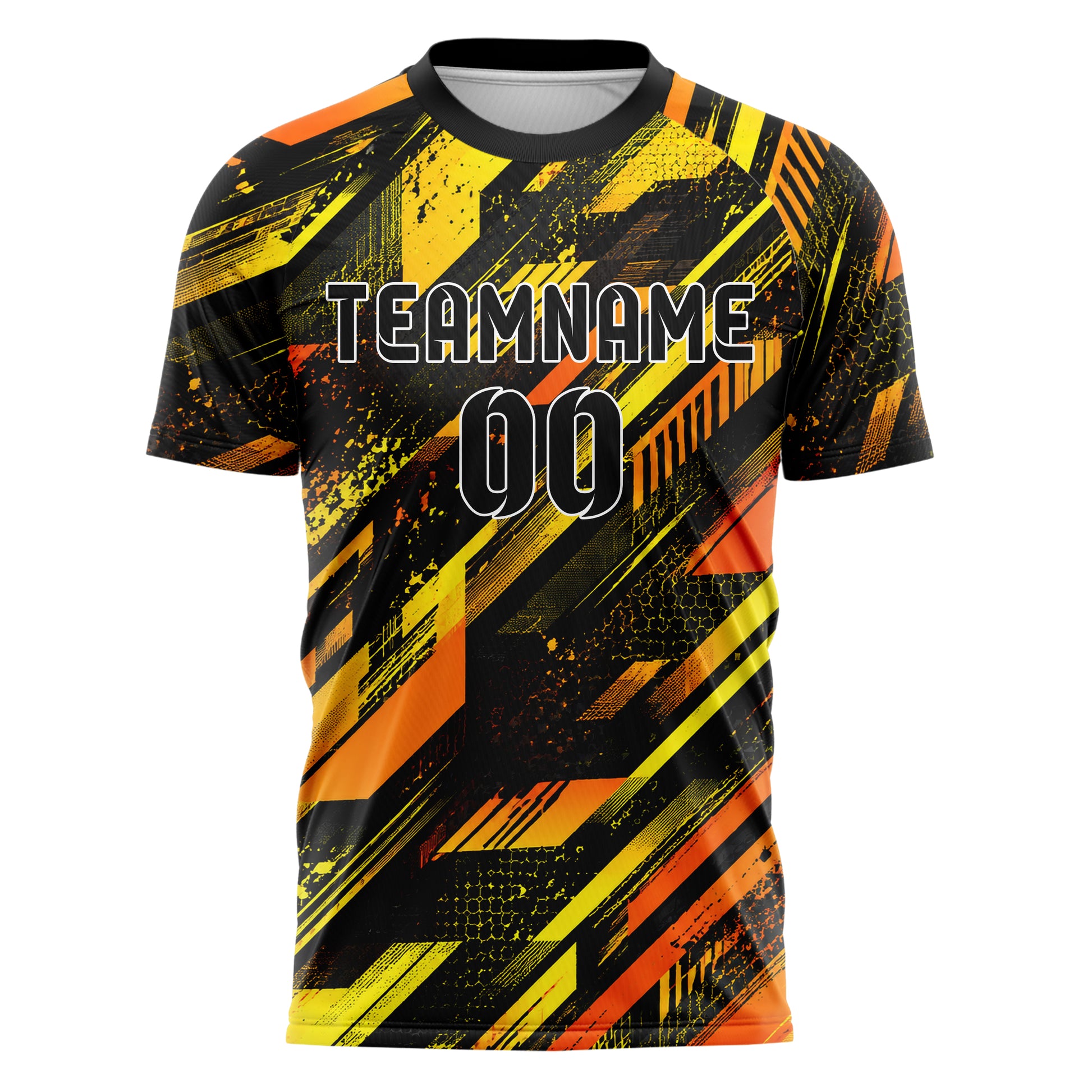 Gelb lebendiges abstrakte Linien Speckles Line Accents Design 12-0096 individuelles Fußballtrikot front