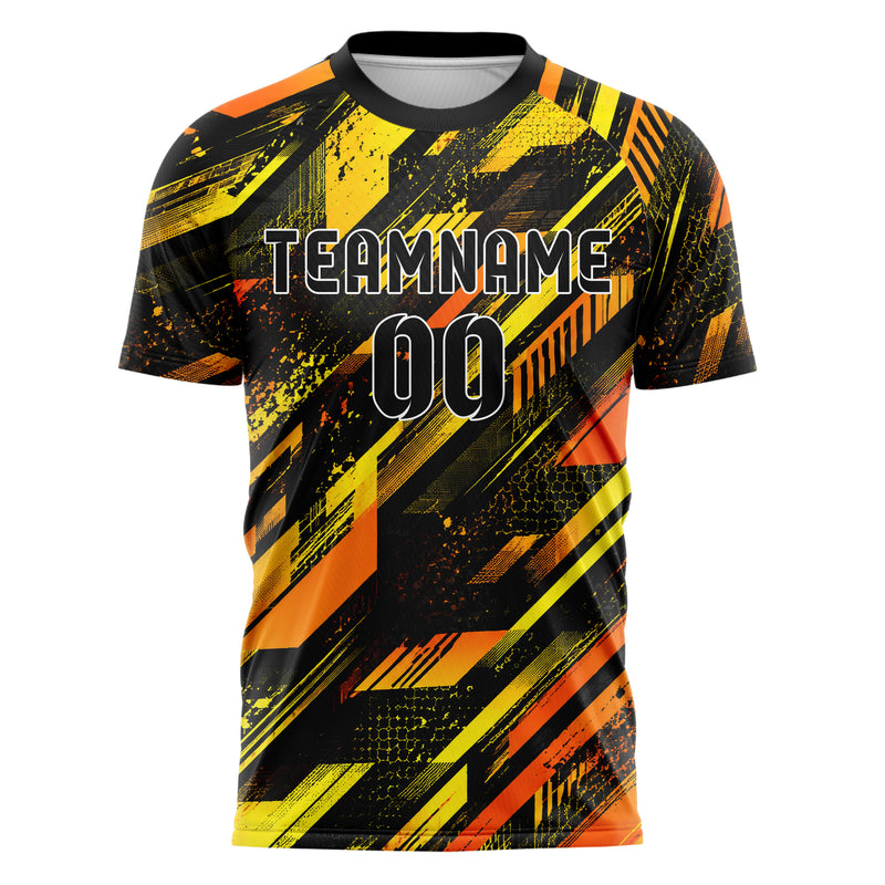 Gelb lebendiges abstrakte Linien Speckles Line Accents Design 12-0096 individuelles Fußballtrikot front
