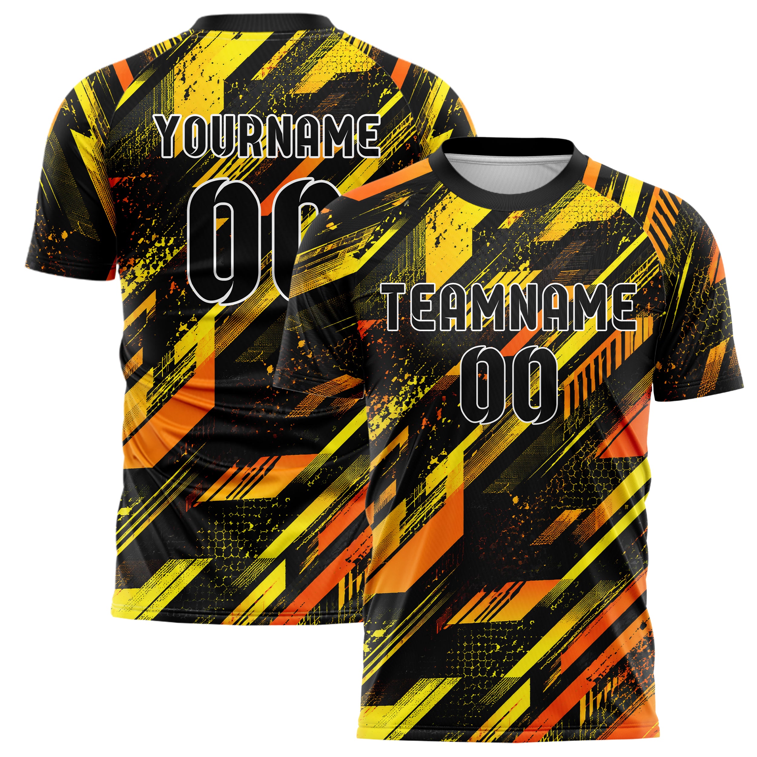 Gelb lebendiges abstrakte Linien Speckles Line Accents Design 12-0096 individuelles Fußballtrikot main