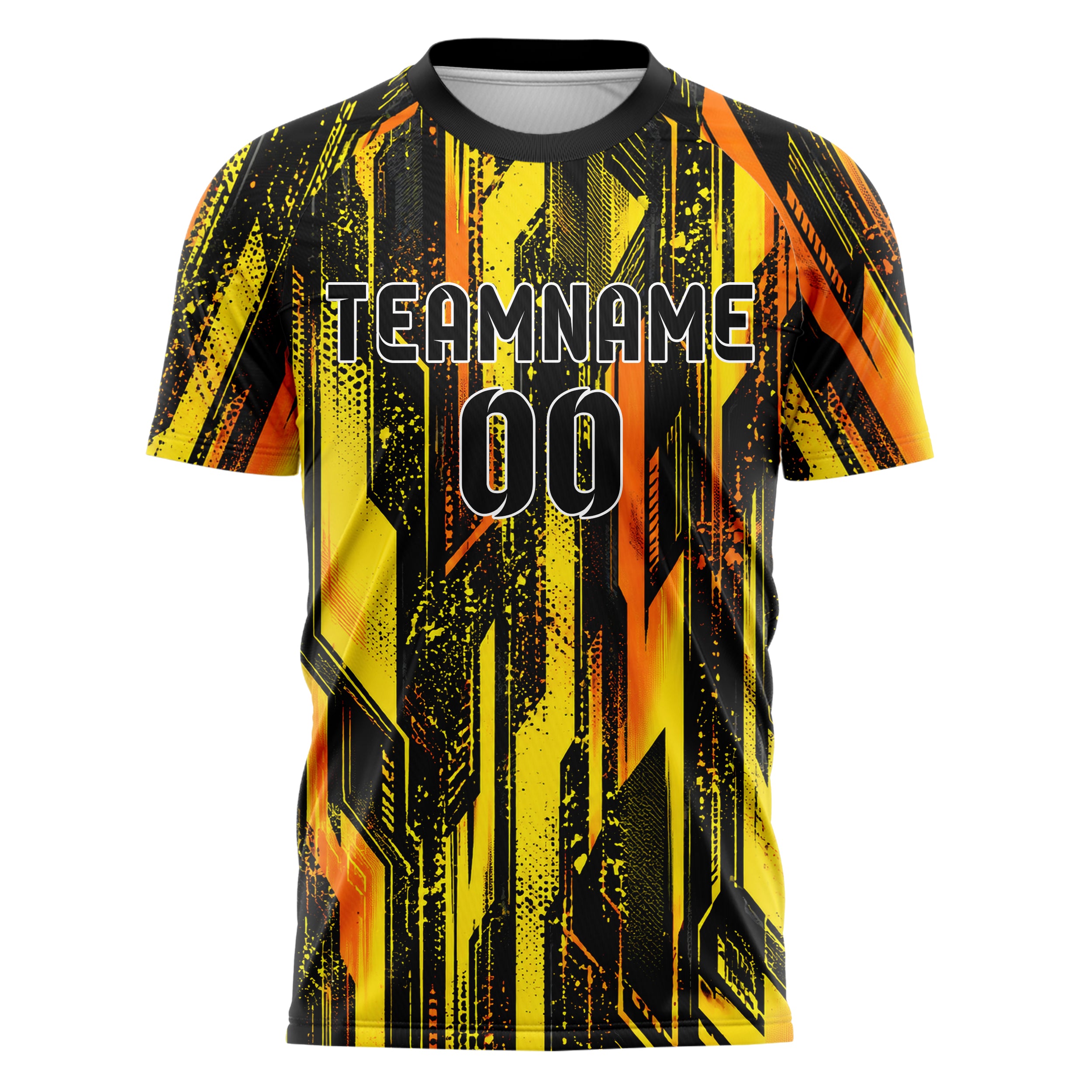 Gelb lebendiges abstrakte Linien Speckles Line Accents Design 12-0384 individuelles Fußballtrikot front