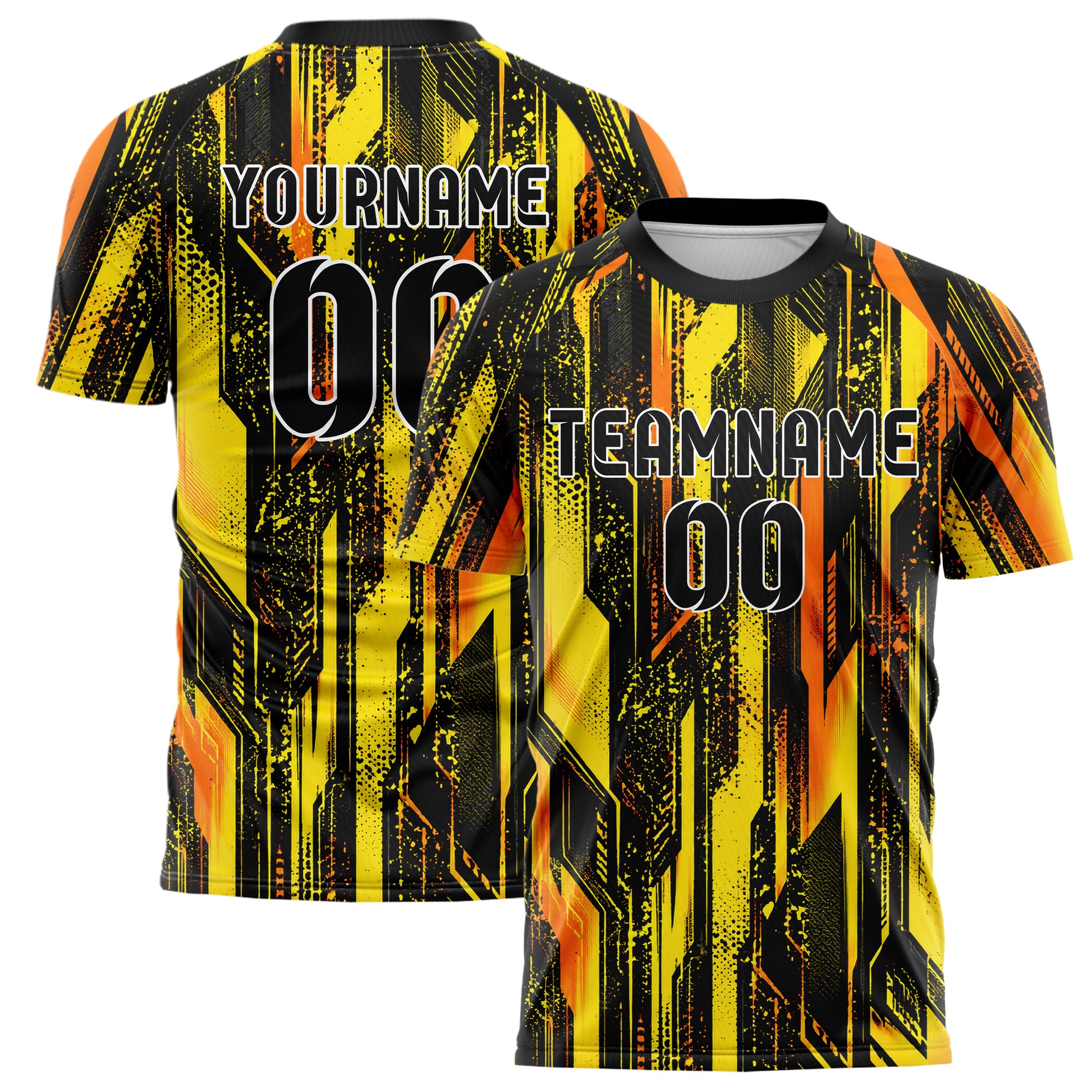 Gelb lebendiges abstrakte Linien Speckles Line Accents Design 12-0384 individuelles Fußballtrikot main