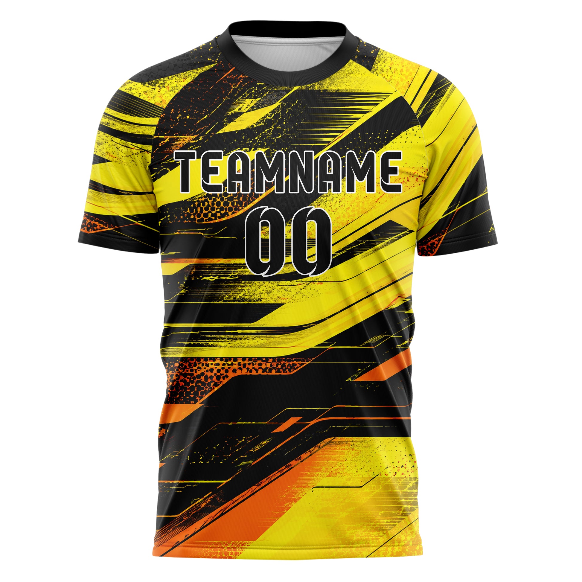 Gelb lebendiges abstrakte Linien Speckles Line Accents Design 12-0504 individuelles Fußballtrikot front