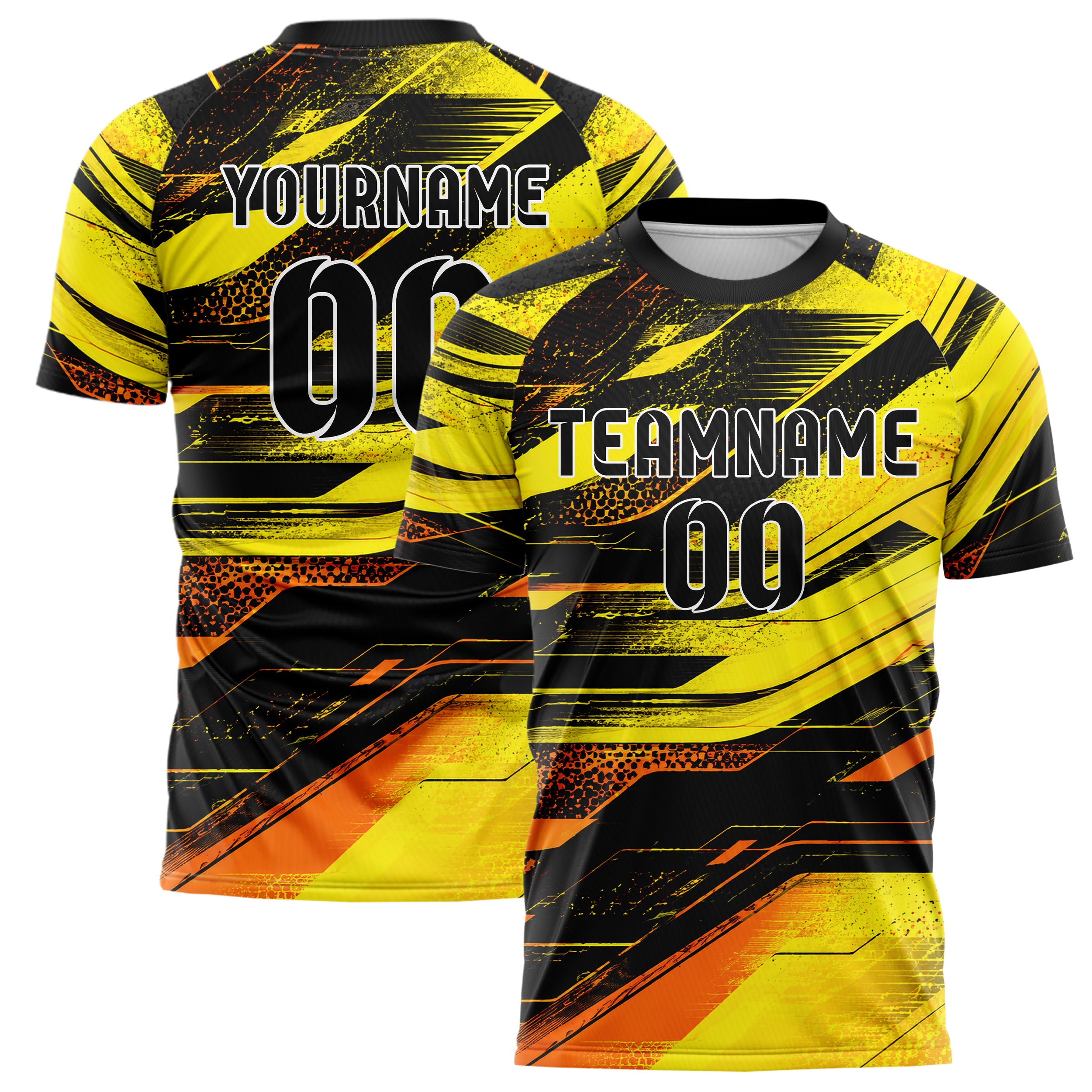 Gelb lebendiges abstrakte Linien Speckles Line Accents Design 12-0504 individuelles Fußballtrikot main
