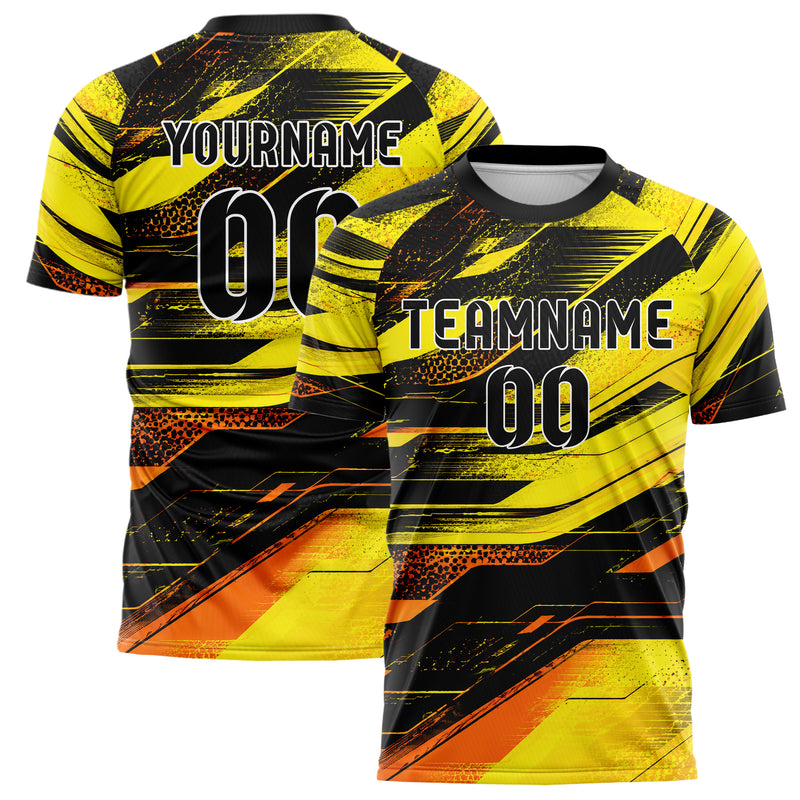 Gelb lebendiges abstrakte Linien Speckles Line Accents Design 12-0504 individuelles Fußballtrikot main