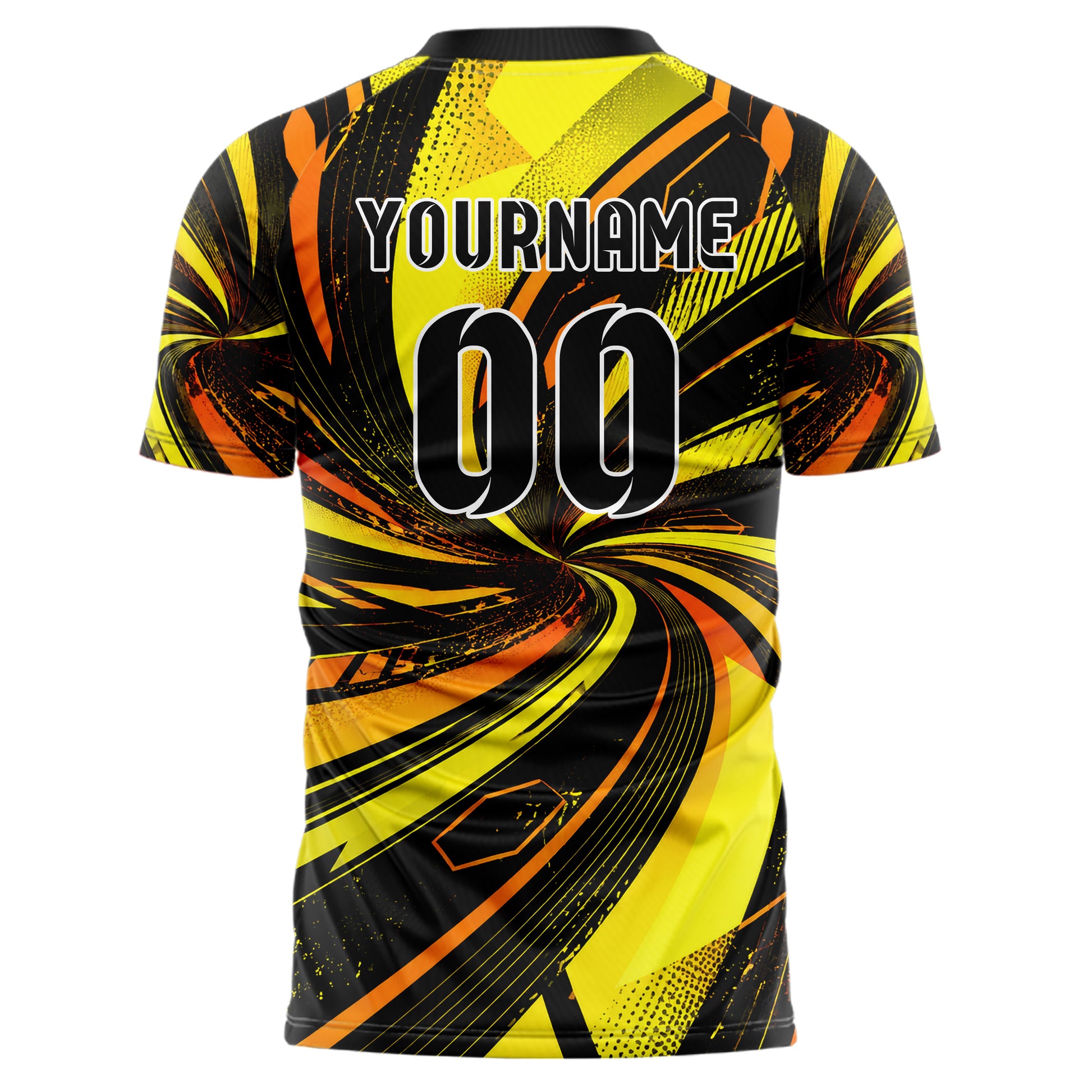 Gelb lebendiges abstrakte Linien wavy Parallel Curves Design 12-0102 individuelles Fußballtrikot back