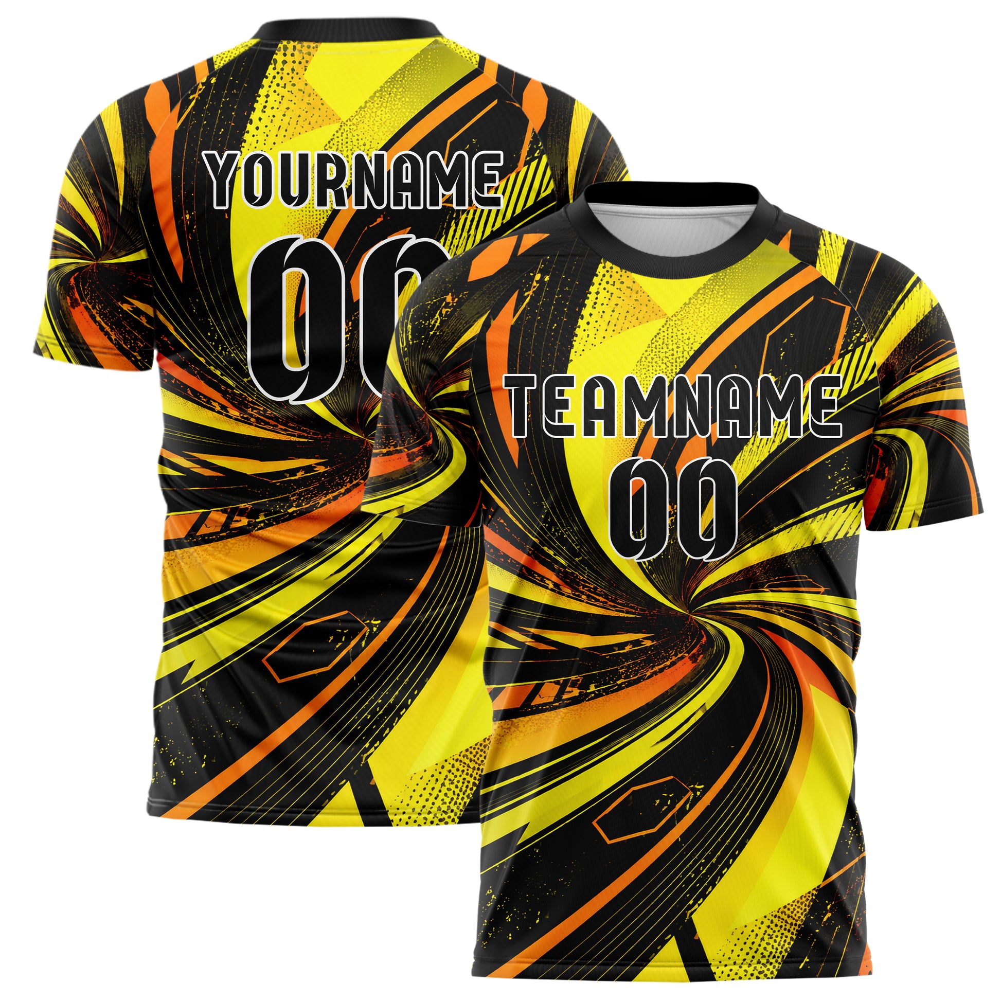 Gelb lebendiges abstrakte Linien wavy Parallel Curves Design 12-0102 individuelles Fußballtrikot main