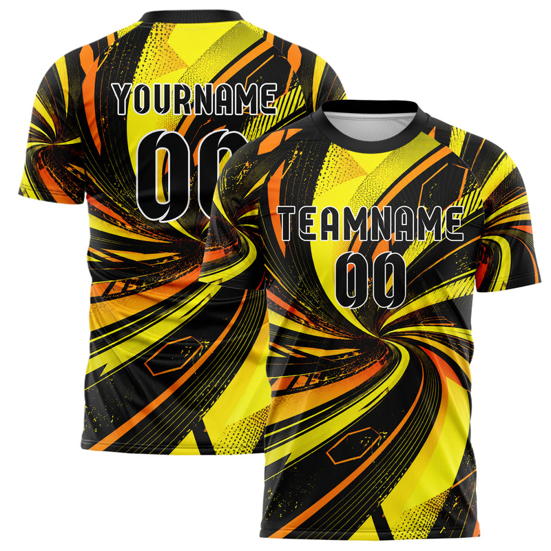 Gelb lebendiges abstrakte Linien wavy Parallel Curves Design 12-0102 individuelles Fußballtrikot main