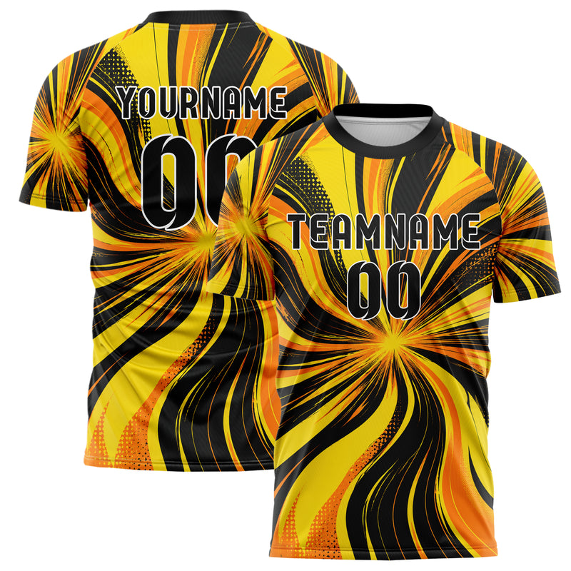 Gelb lebendiges abstrakte Linien wavy Parallel Curves Design 12-0126 individuelles Fußballtrikot main