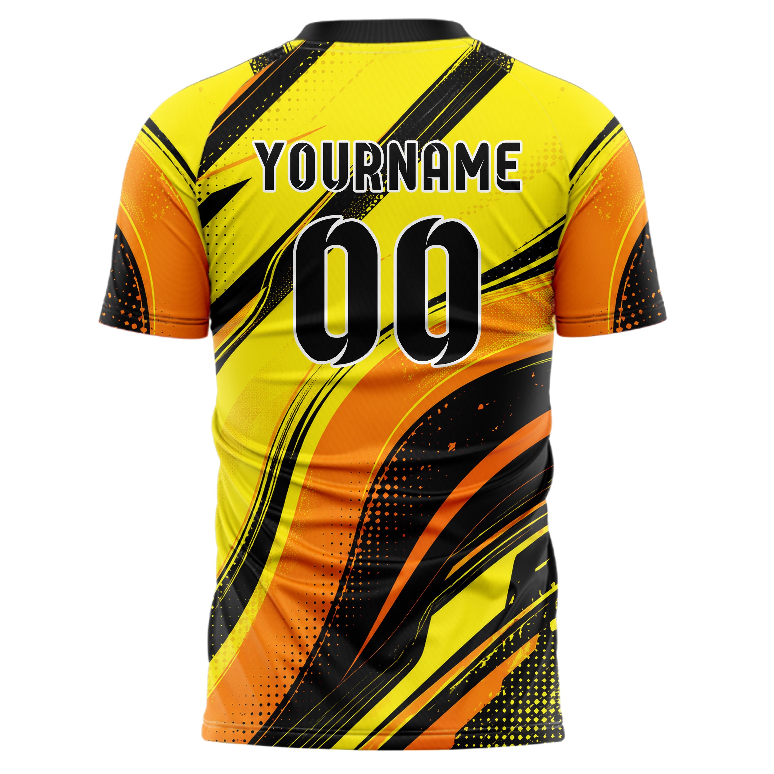 Gelb lebendiges abstrakte Linien wavy Parallel Curves Design 12-0270 individuelles Fußballtrikot back