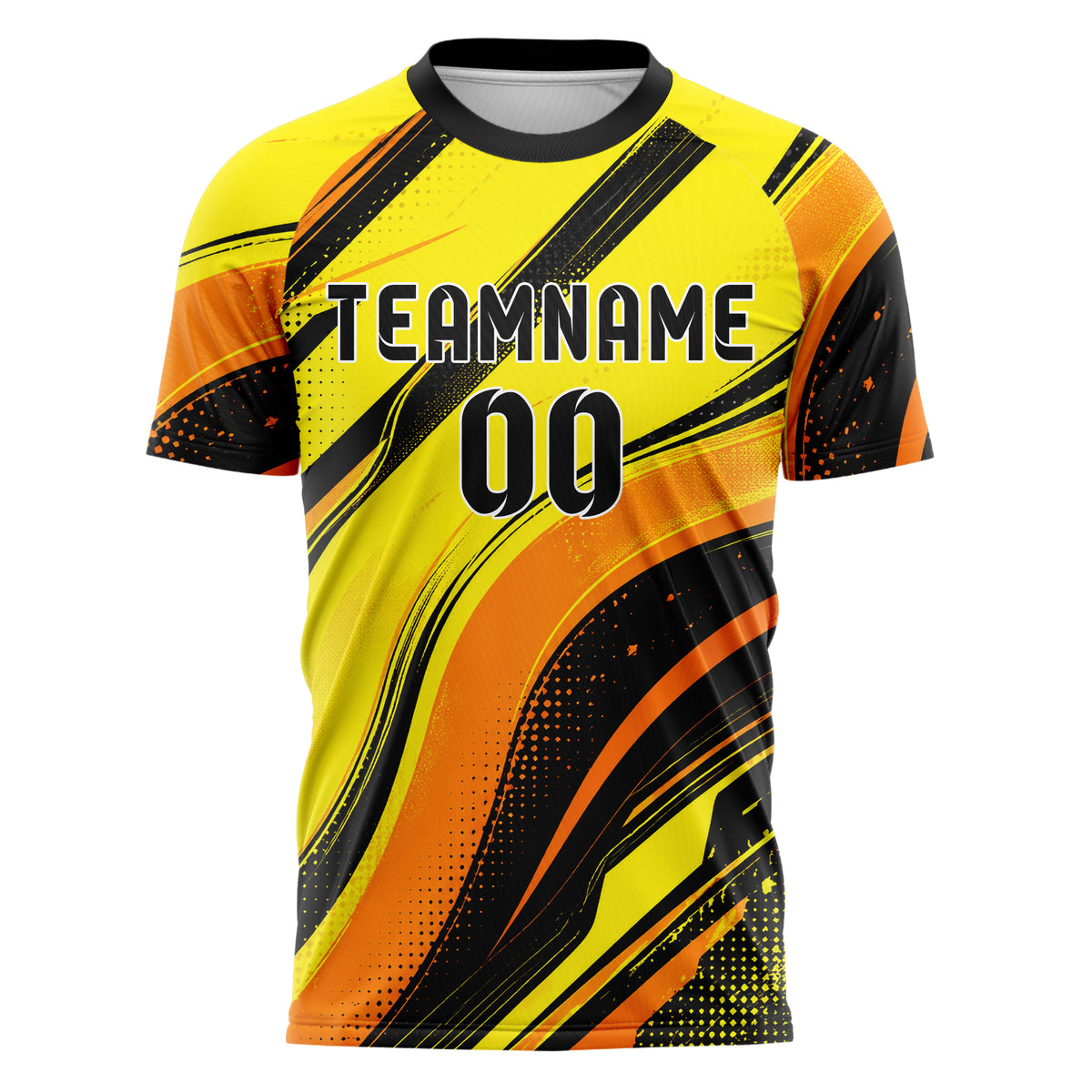 Gelb lebendiges abstrakte Linien wavy Parallel Curves Design 12-0270 individuelles Fußballtrikot front