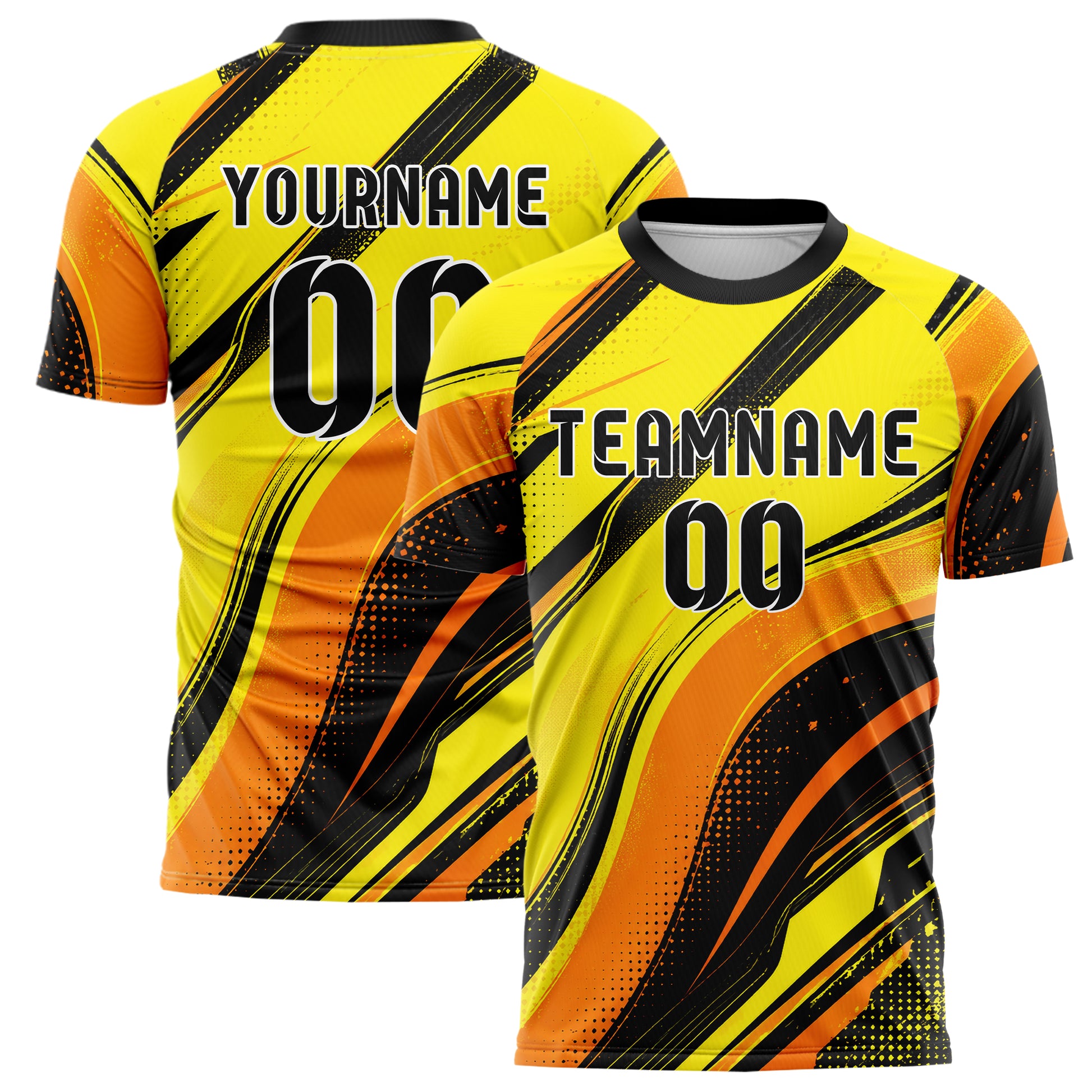 Gelb lebendiges abstrakte Linien wavy Parallel Curves Design 12-0270 individuelles Fußballtrikot main
