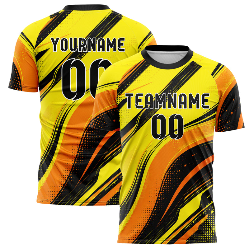 Gelb lebendiges abstrakte Linien wavy Parallel Curves Design 12-0270 individuelles Fußballtrikot main
