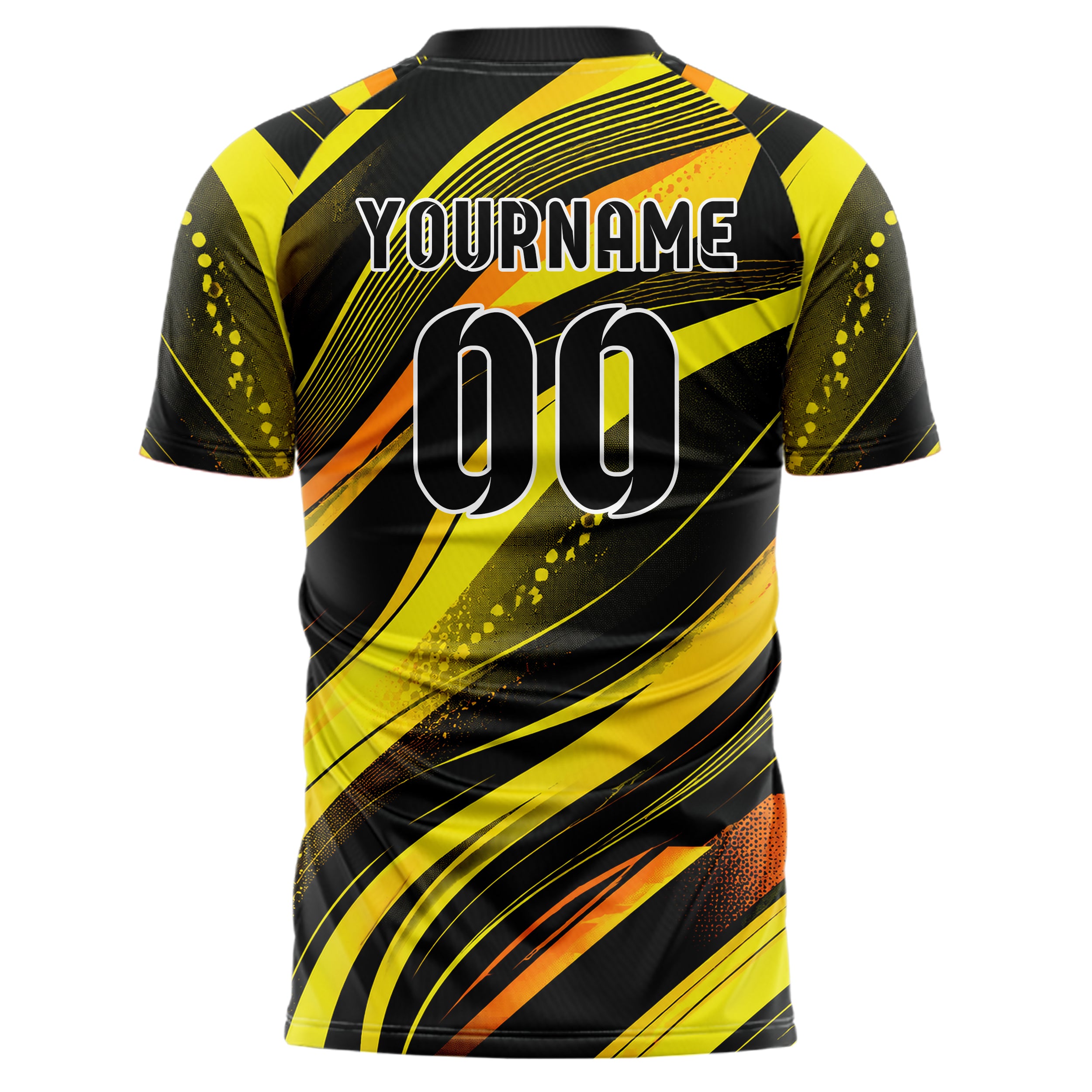 Gelb lebendiges abstrakte Linien wavy Parallel Curves Design 12-0534 individuelles Fußballtrikot back