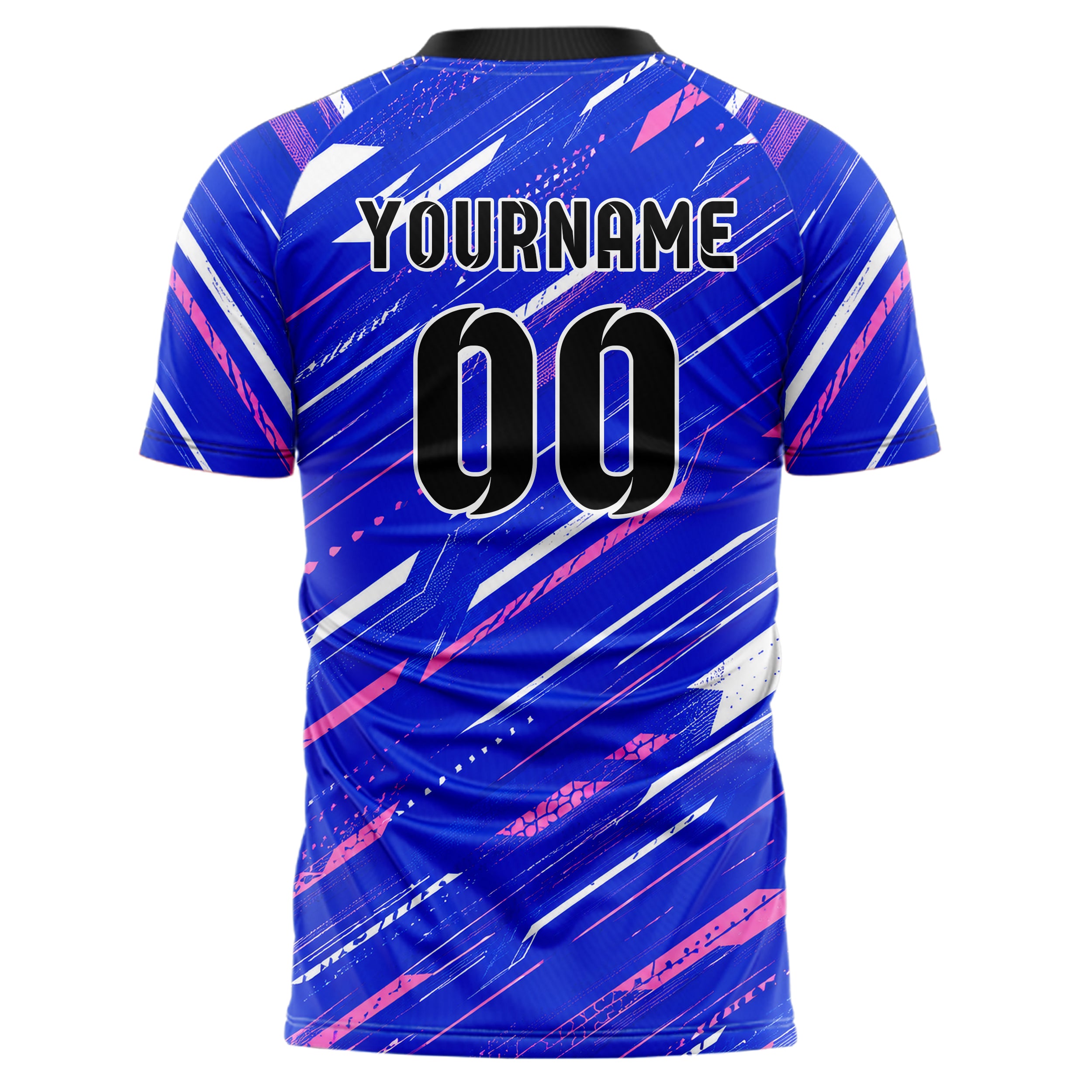 Royalblau klassisches abstrakte Linien diagonale Streamlines Design 12-0219 individuelles Fußballtrikot back