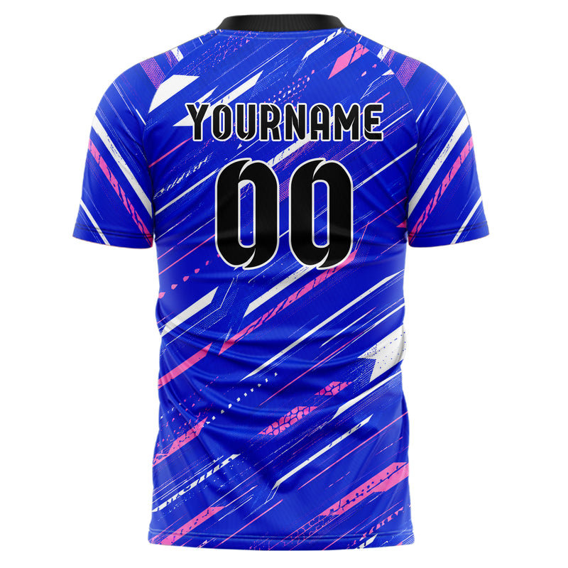 Royalblau klassisches abstrakte Linien diagonale Streamlines Design 12-0219 individuelles Fußballtrikot back