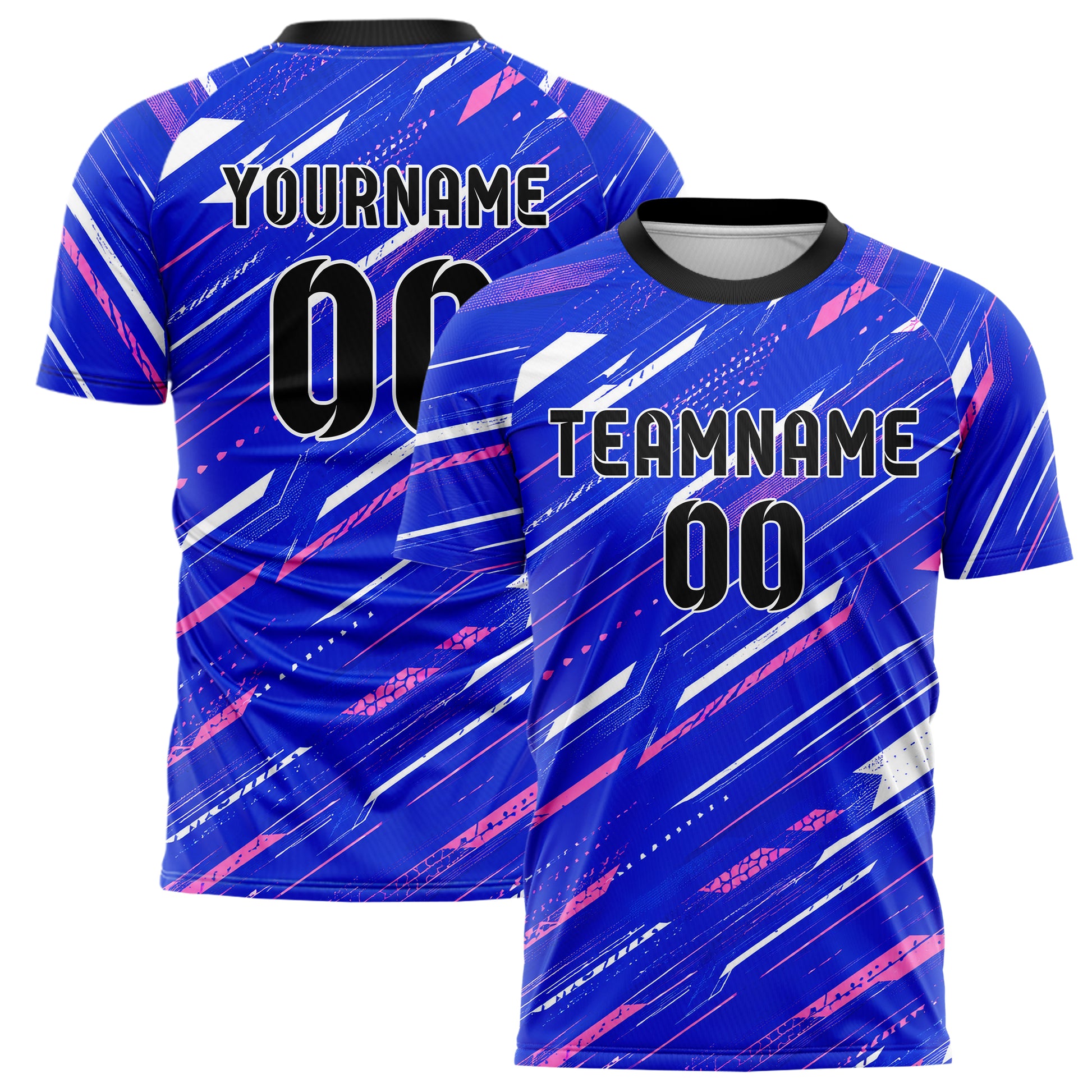 Royalblau klassisches abstrakte Linien diagonale Streamlines Design 12-0219 individuelles Fußballtrikot main