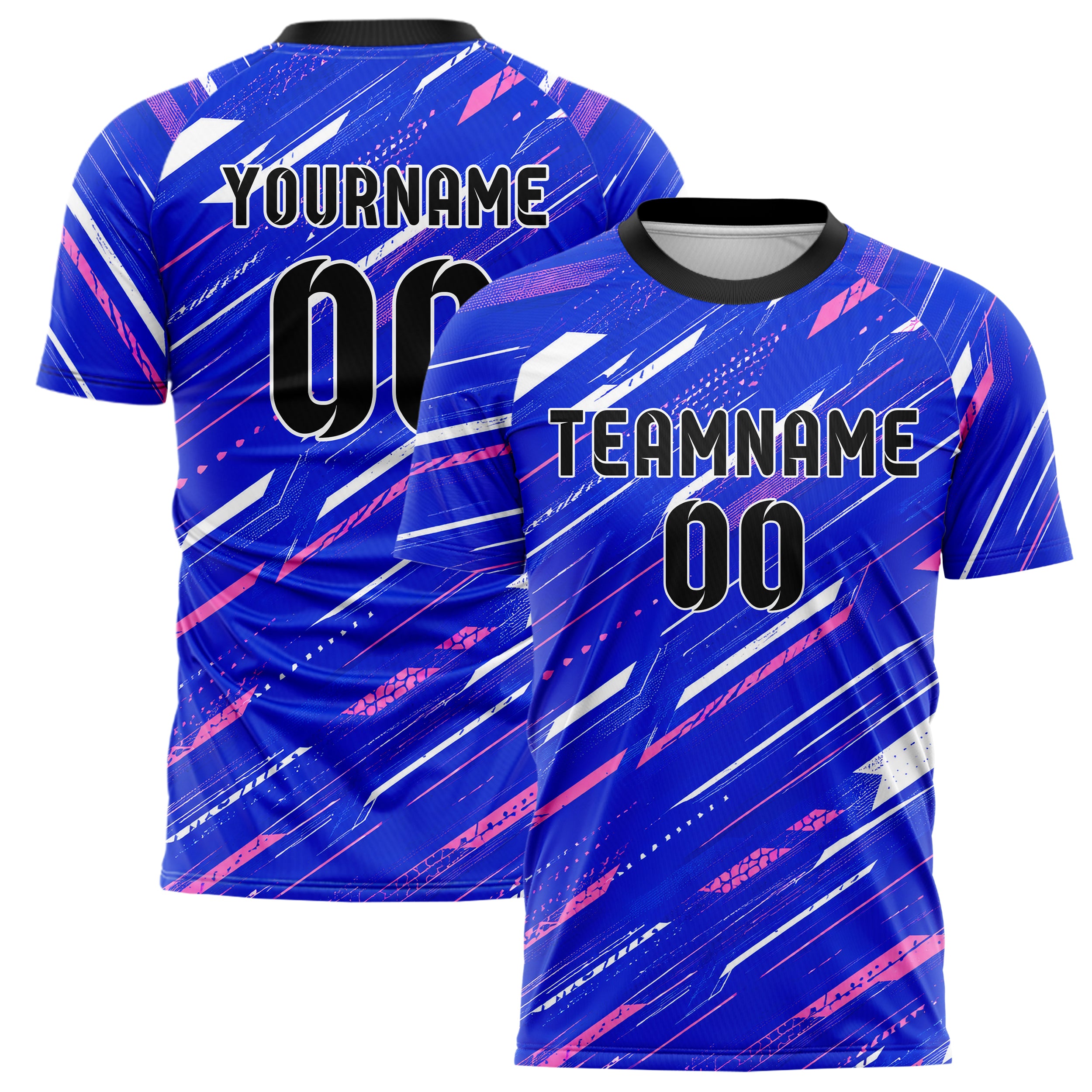 Royalblau klassisches abstrakte Linien diagonale Streamlines Design 12-0219 individuelles Fußballtrikot main