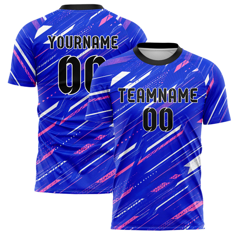 Royalblau klassisches abstrakte Linien diagonale Streamlines Design 12-0219 individuelles Fußballtrikot main