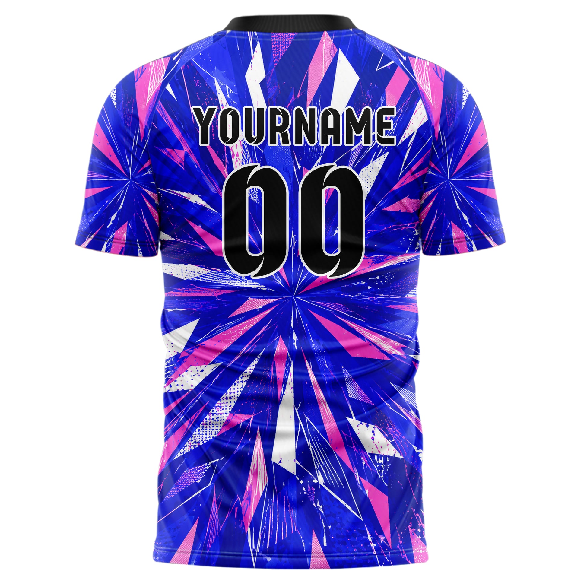 Royalblau klassisches abstrakte Linien Polygon Shards Design 12-0162 individuelles Fußballtrikot back