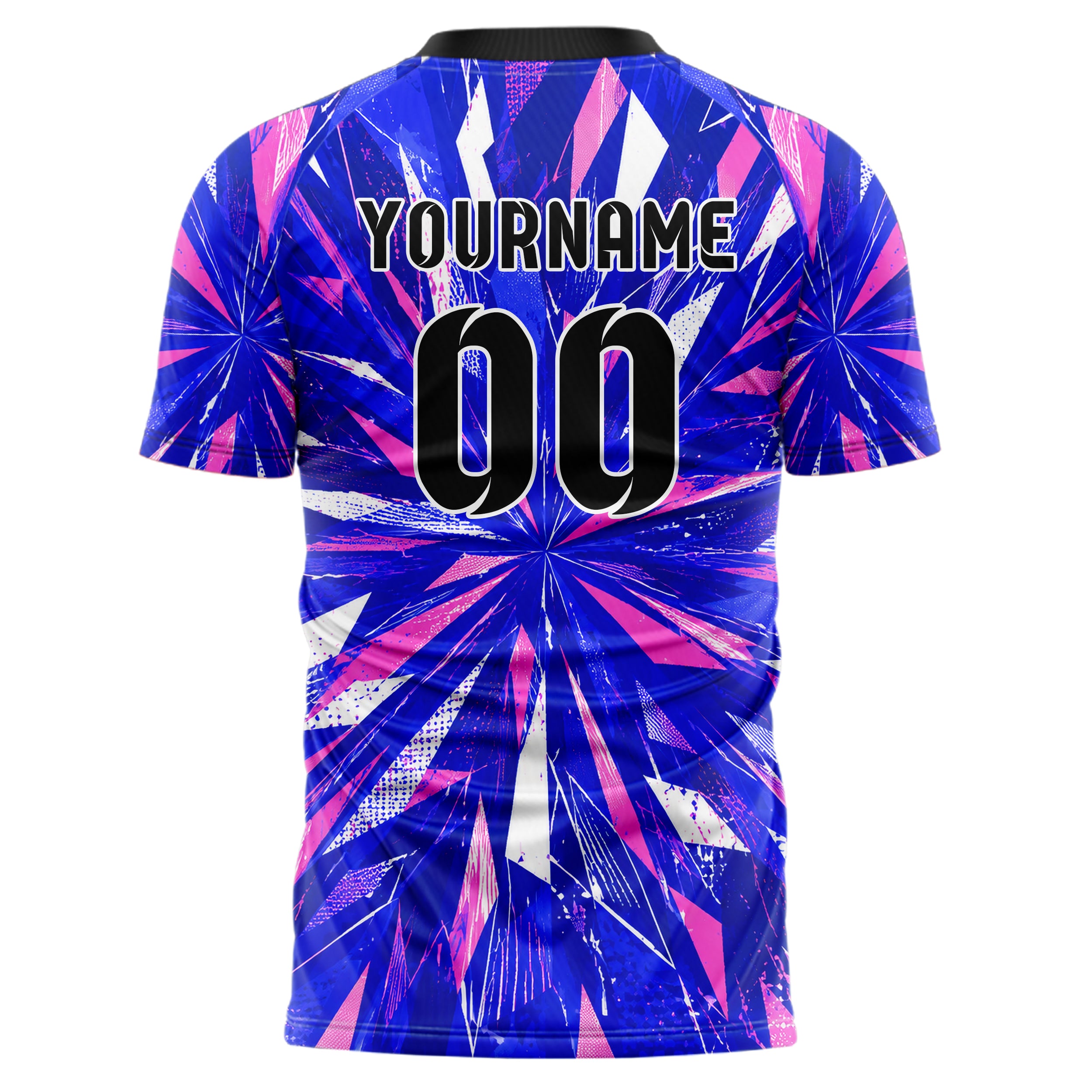 Royalblau klassisches abstrakte Linien Polygon Shards Design 12-0162 individuelles Fußballtrikot back