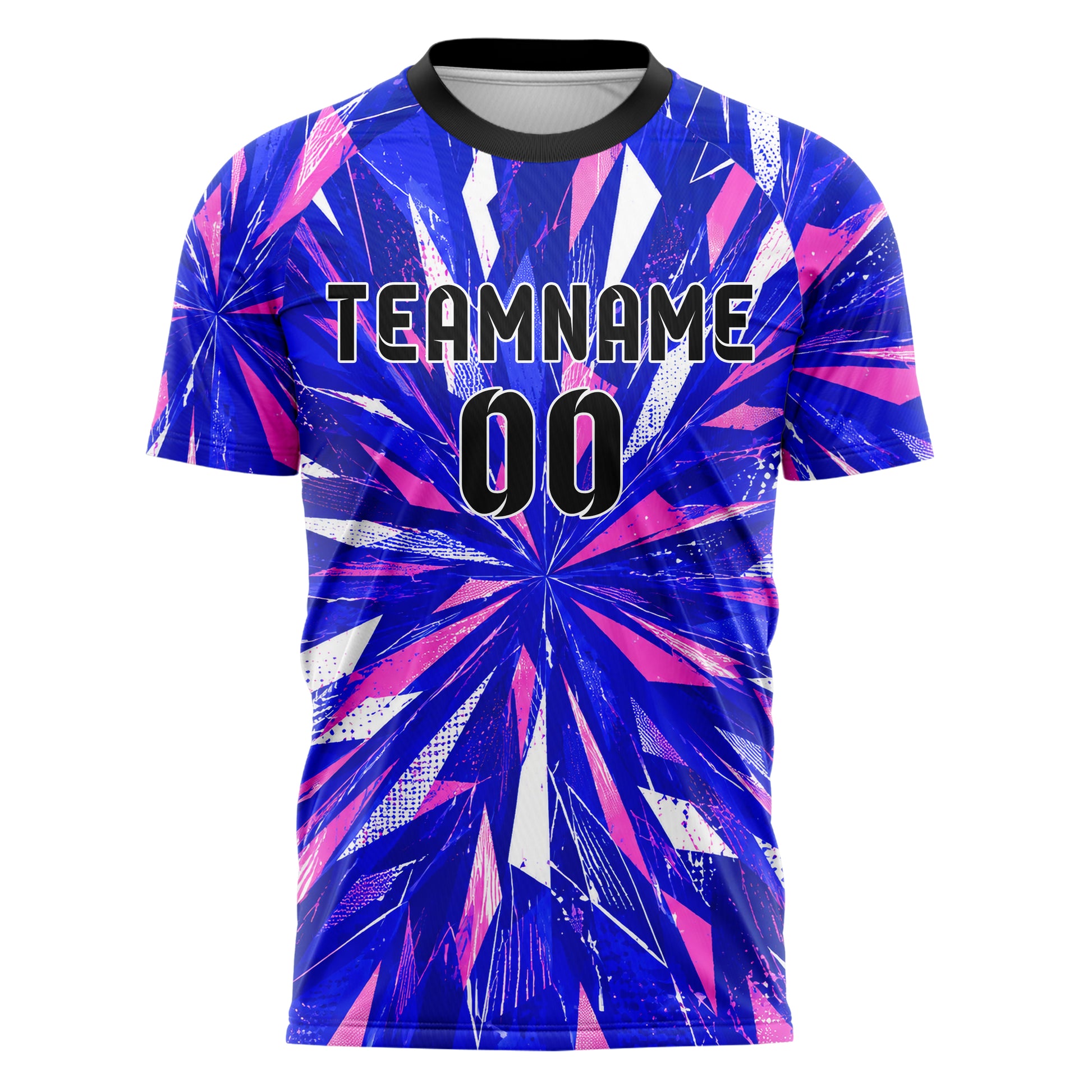 Royalblau klassisches abstrakte Linien Polygon Shards Design 12-0162 individuelles Fußballtrikot front