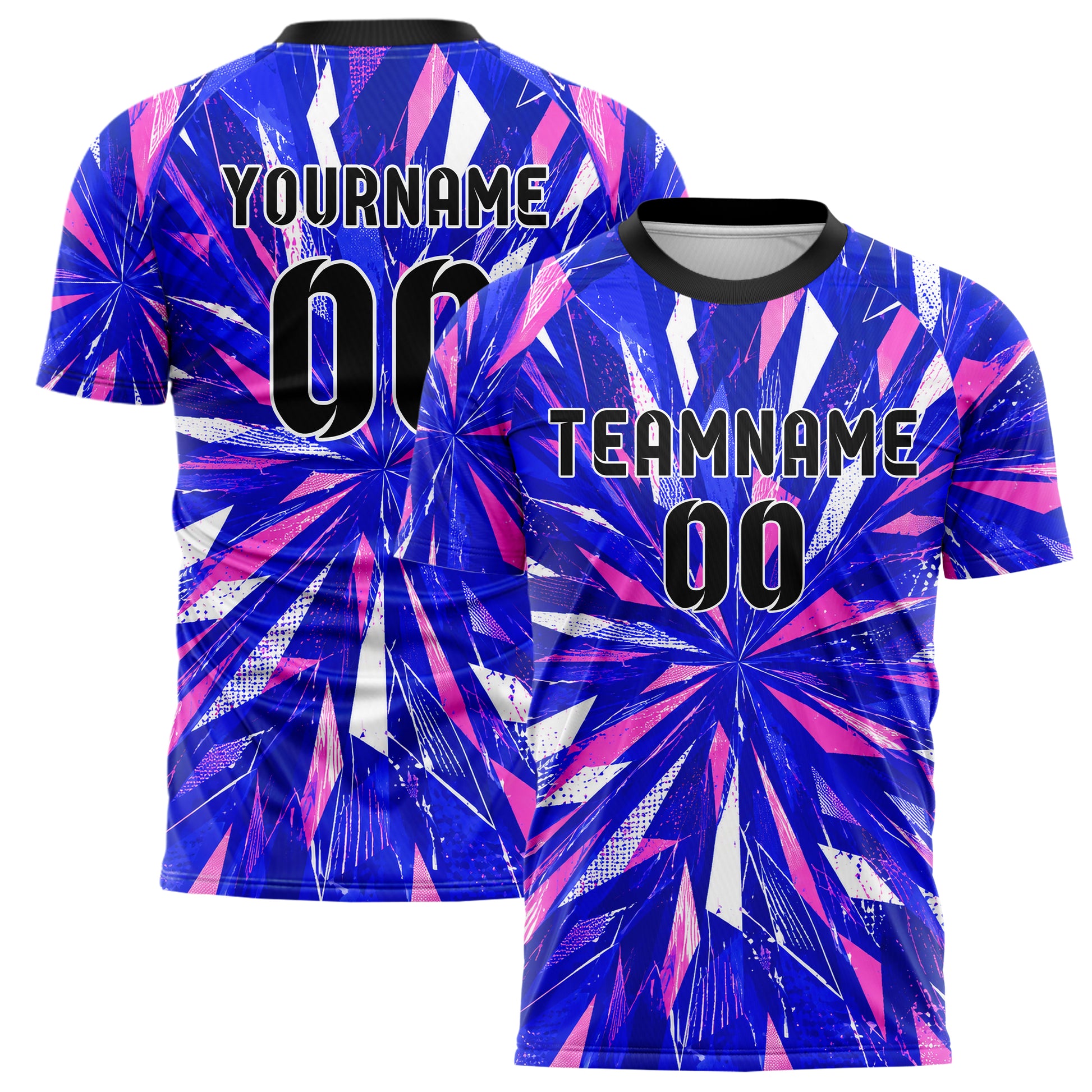 Royalblau klassisches abstrakte Linien Polygon Shards Design 12-0162 individuelles Fußballtrikot main