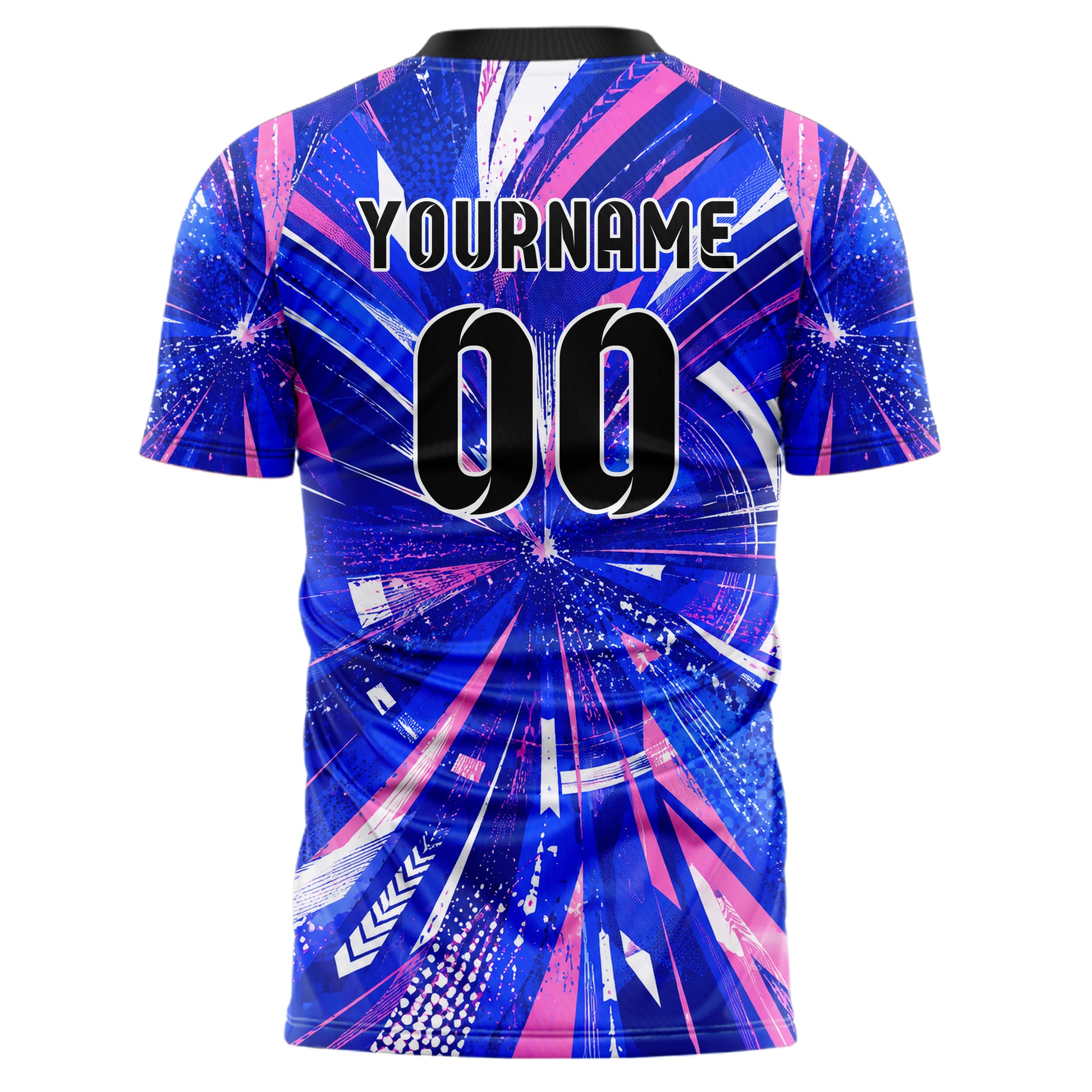Royalblau klassisches abstrakte Linien Speckles Line Accents Design 12-0264 individuelles Fußballtrikot back