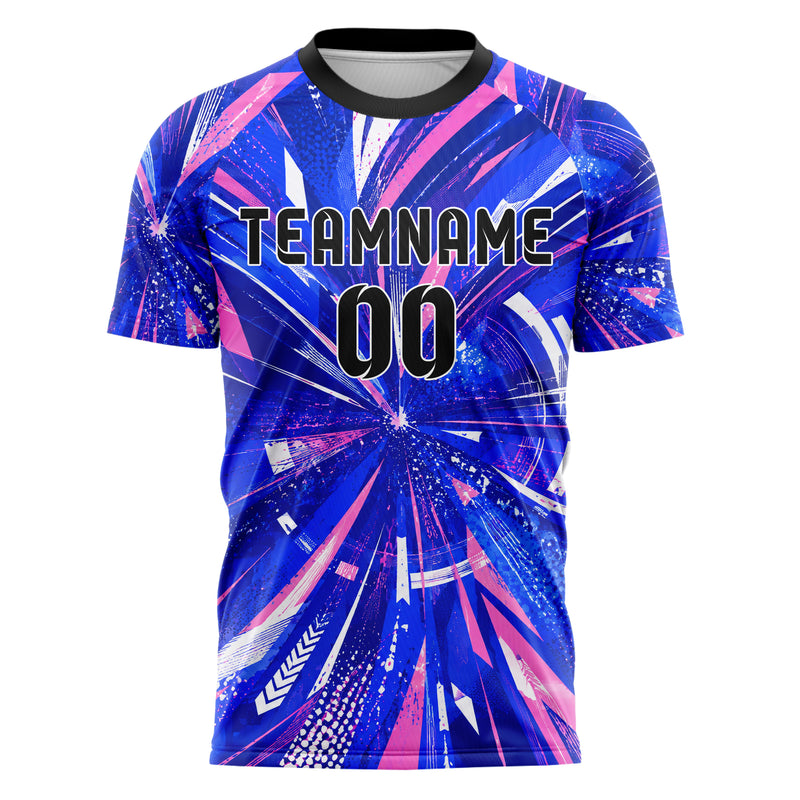 Royalblau klassisches abstrakte Linien Speckles Line Accents Design 12-0264 individuelles Fußballtrikot front