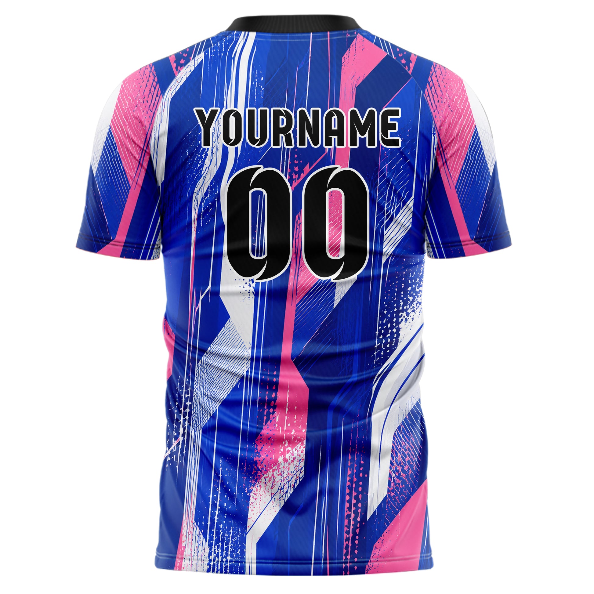 Royalblau klassisches abstrakte Linien Speckles Line Accents Design 12-0432 individuelles Fußballtrikot back