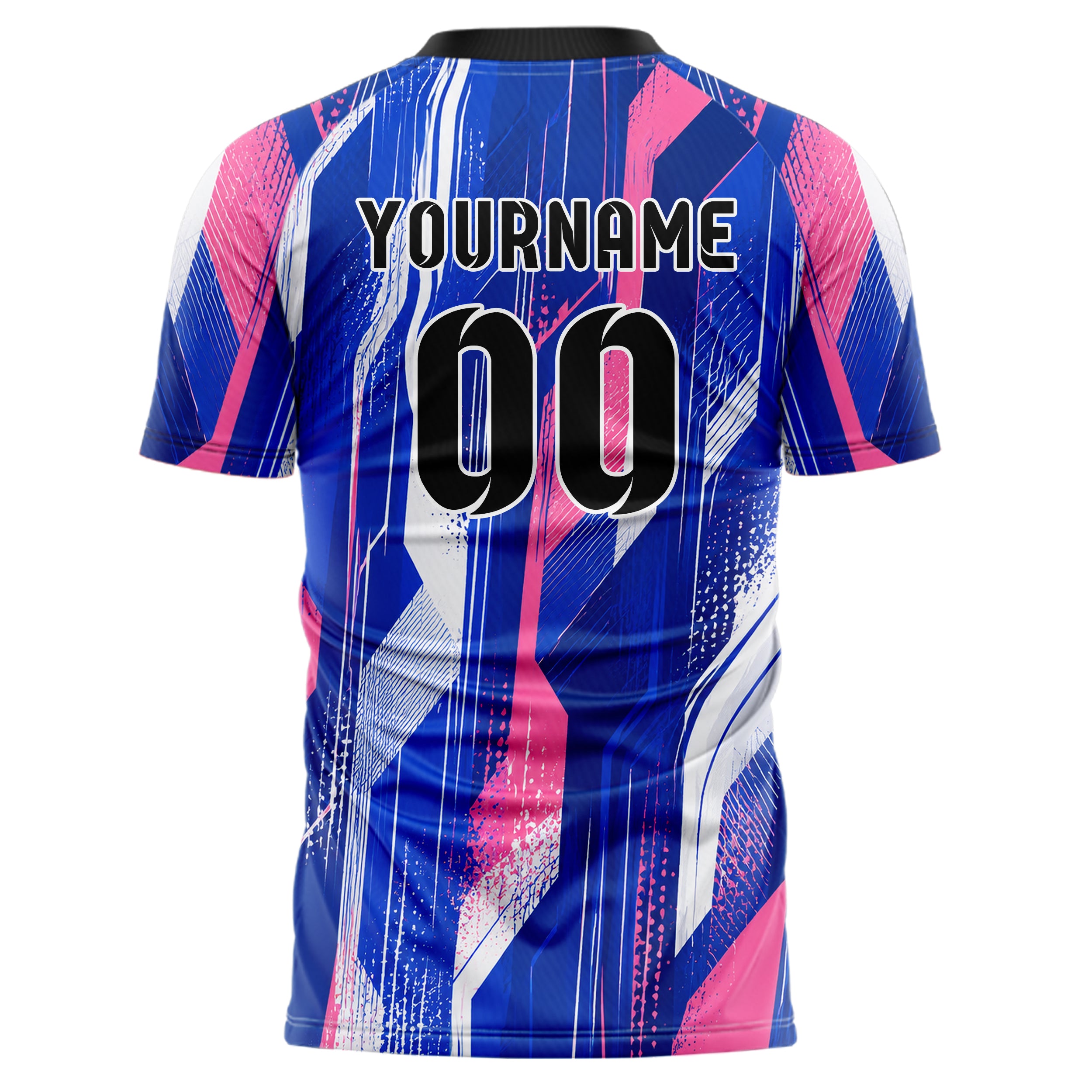 Royalblau klassisches abstrakte Linien Speckles Line Accents Design 12-0432 individuelles Fußballtrikot back