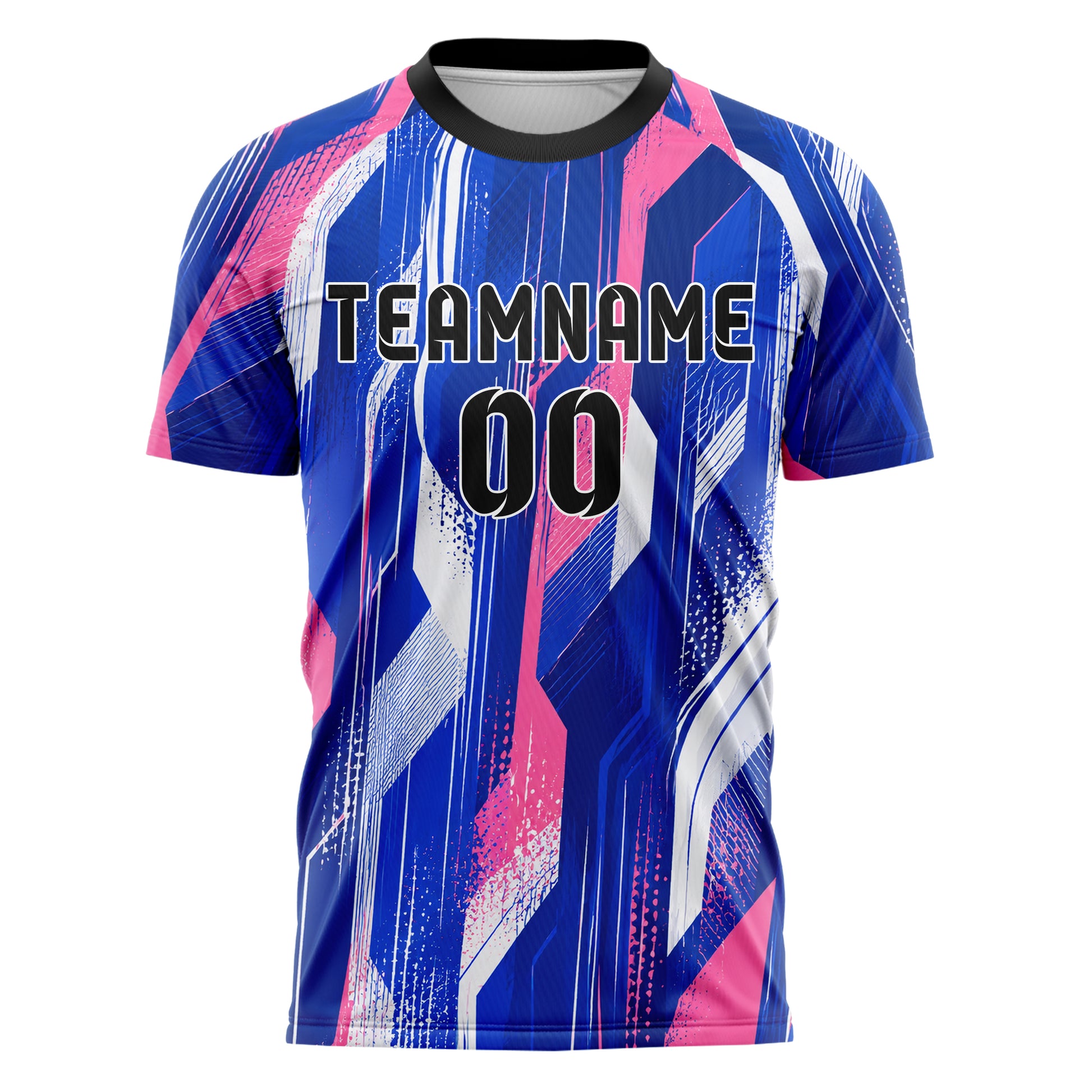 Royalblau klassisches abstrakte Linien Speckles Line Accents Design 12-0432 individuelles Fußballtrikot front