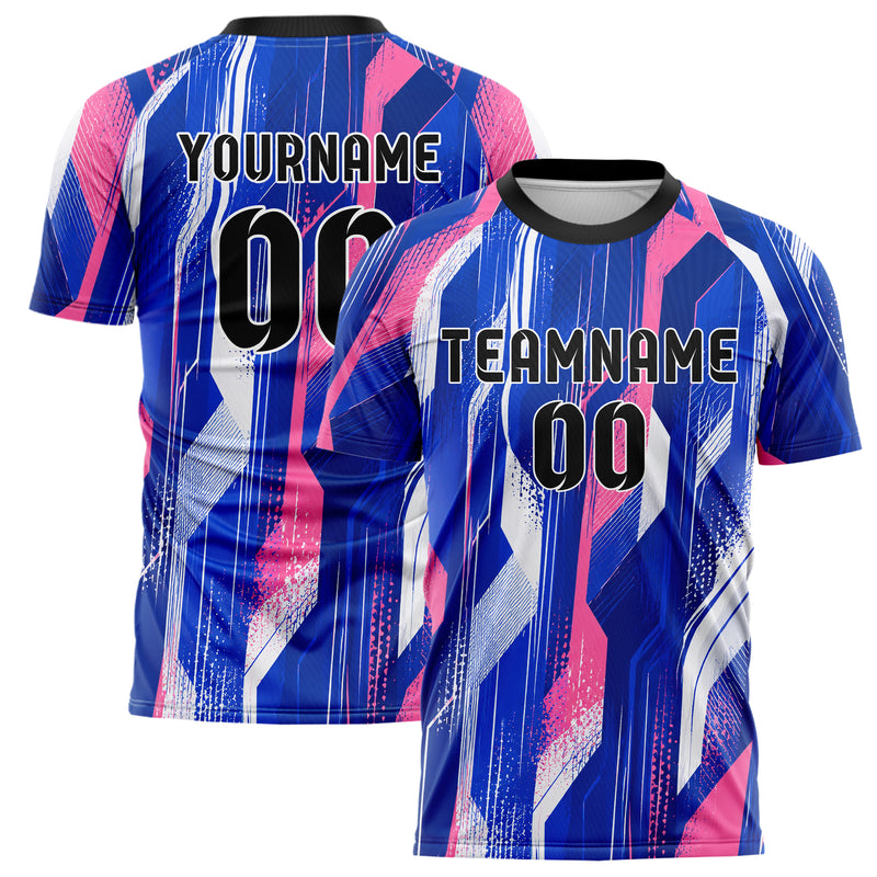 Royalblau klassisches abstrakte Linien Speckles Line Accents Design 12-0432 individuelles Fußballtrikot main