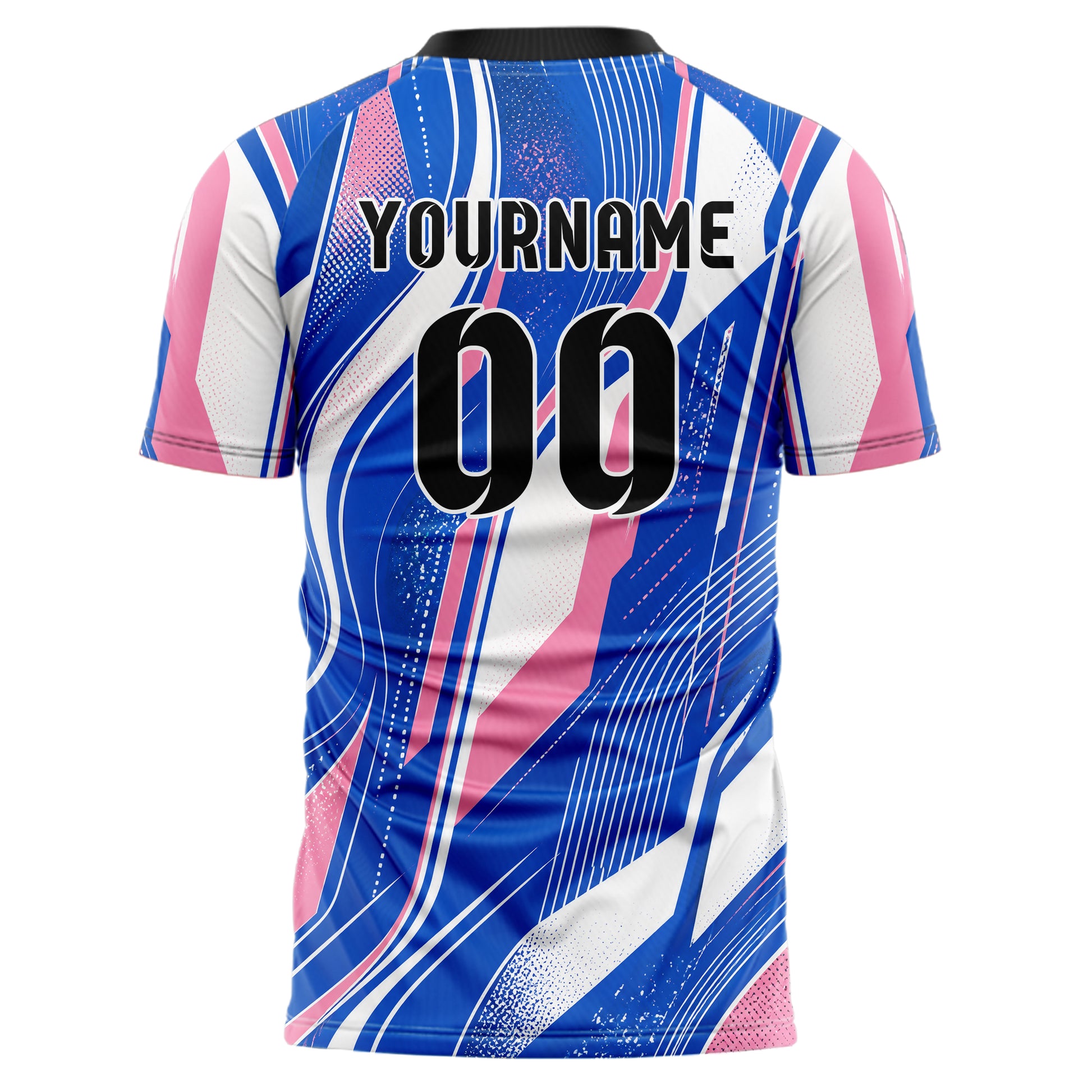 Royalblau klassisches abstrakte Linien wavy Parallel Curves Design 12-0006 individuelles Fußballtrikot back